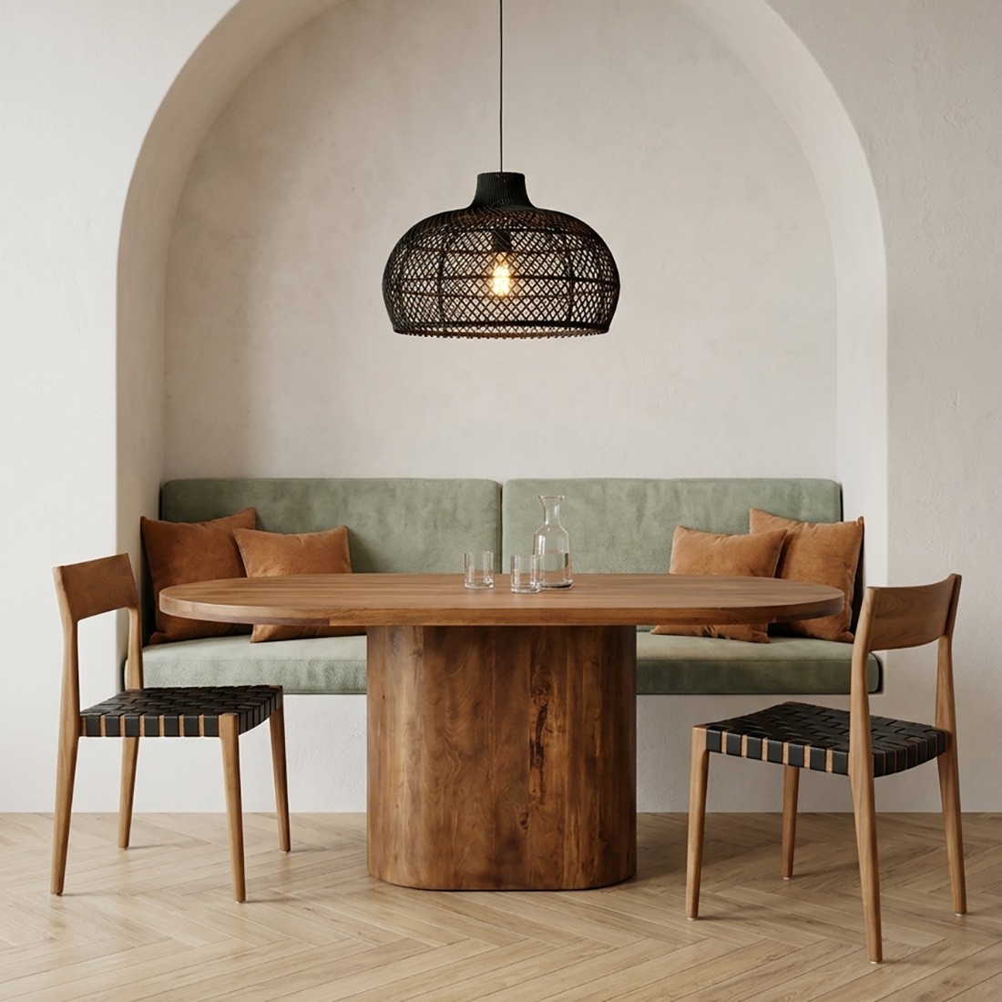Raw Materials Bullnose Oblong Esstisch aus Mangoholz oval 180cm