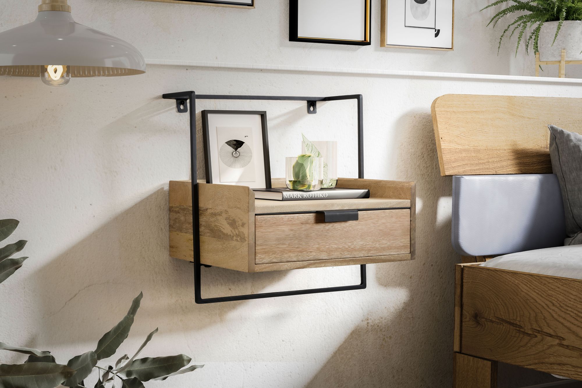 Nachttisch Bjorli Massivholz Beige 44 × 35 × 45 cm