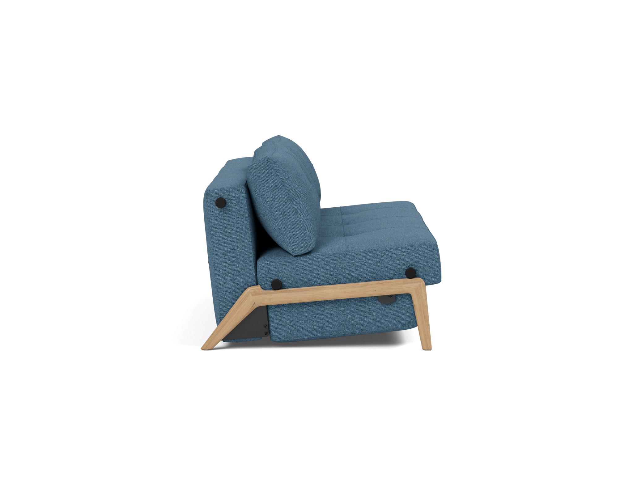 Schlafsofa Cubed 160 Strukturierter Stoff Weda 302-Weda-Blue Beine Eiche