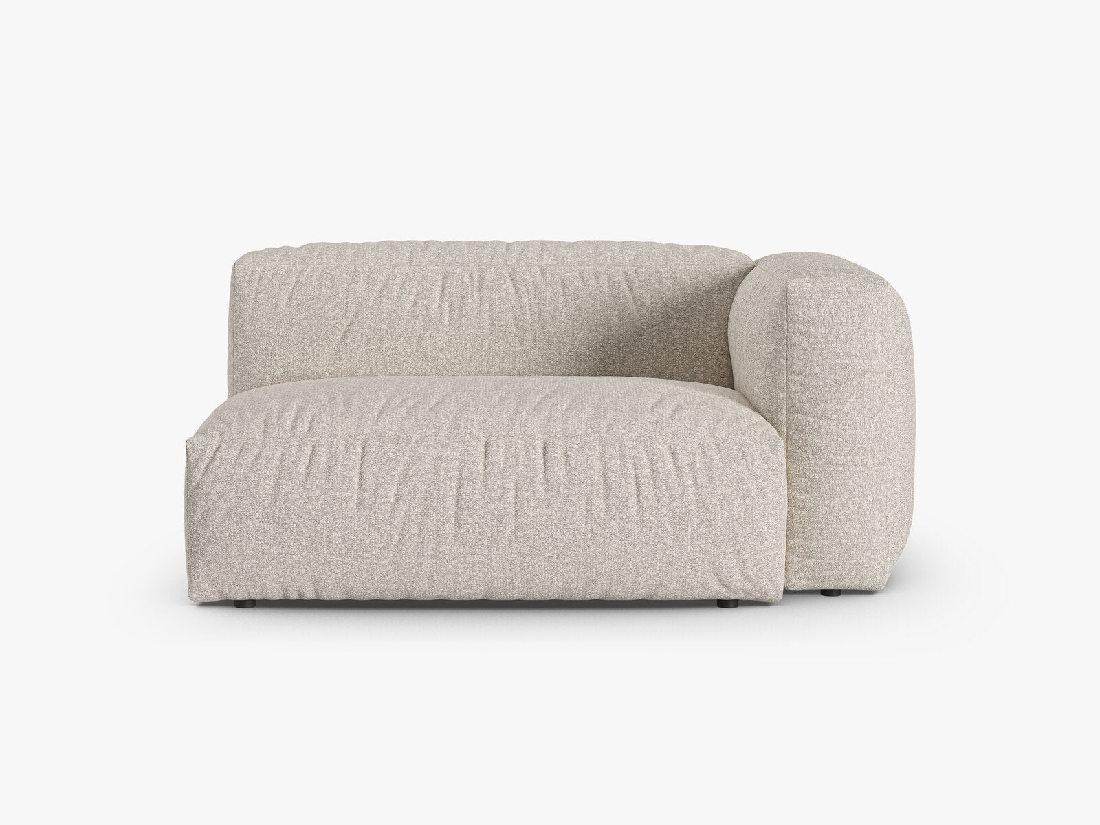 Micadoni Eckmodul mit Armlehne Martina 1-Sitzer Groß 90cm Sitztiefe Rechts Boucle Monet Beige