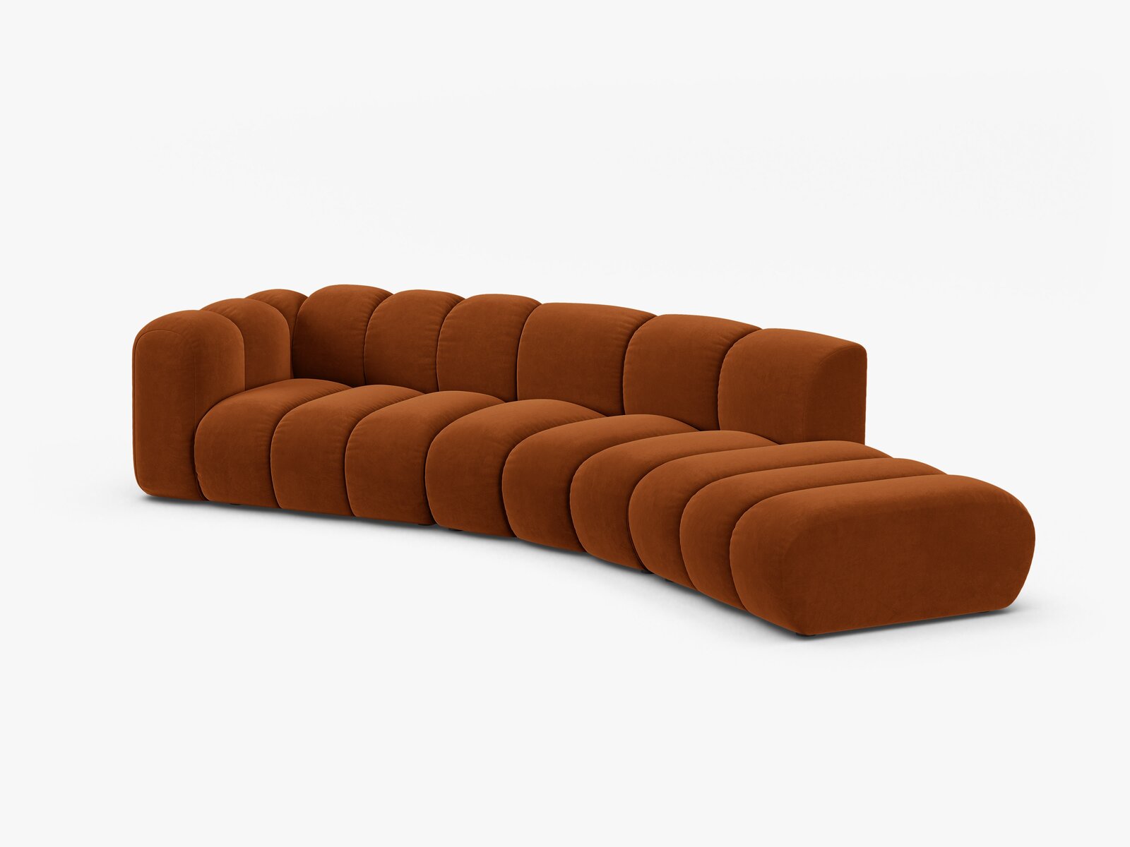 Micadoni Modulares Sofa Lupine 5-Sitzer Rechts Samt Salvador Terrakotta