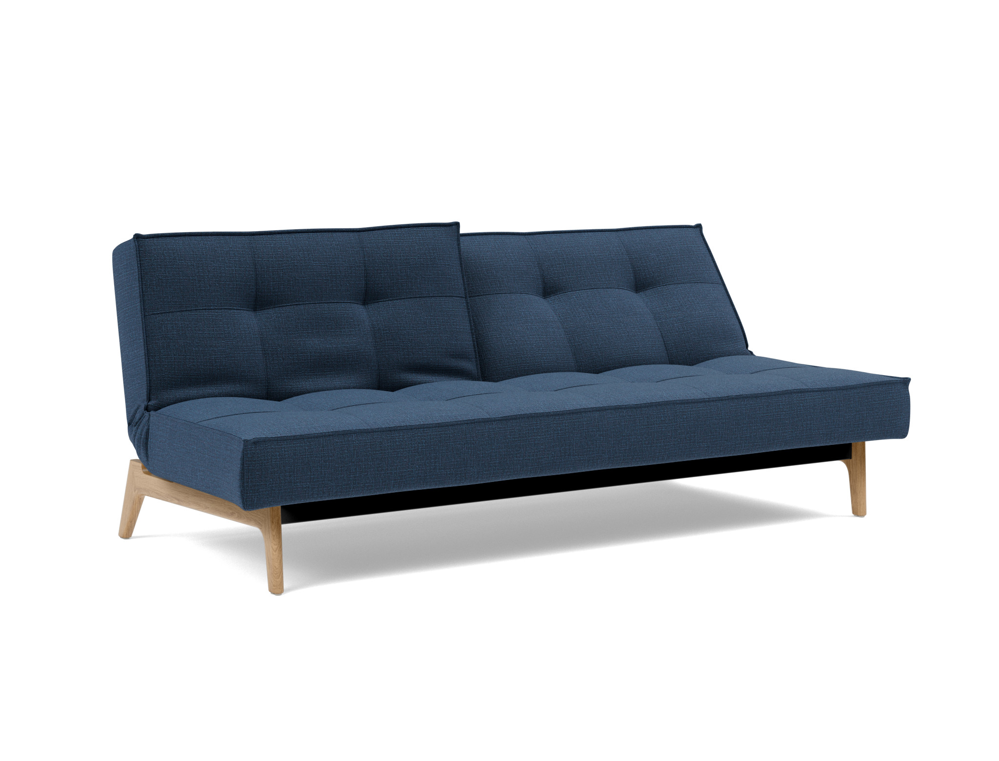 Schlafsofa Splitback Chenille Esina 414-Indigo-Blue Beine Eiche