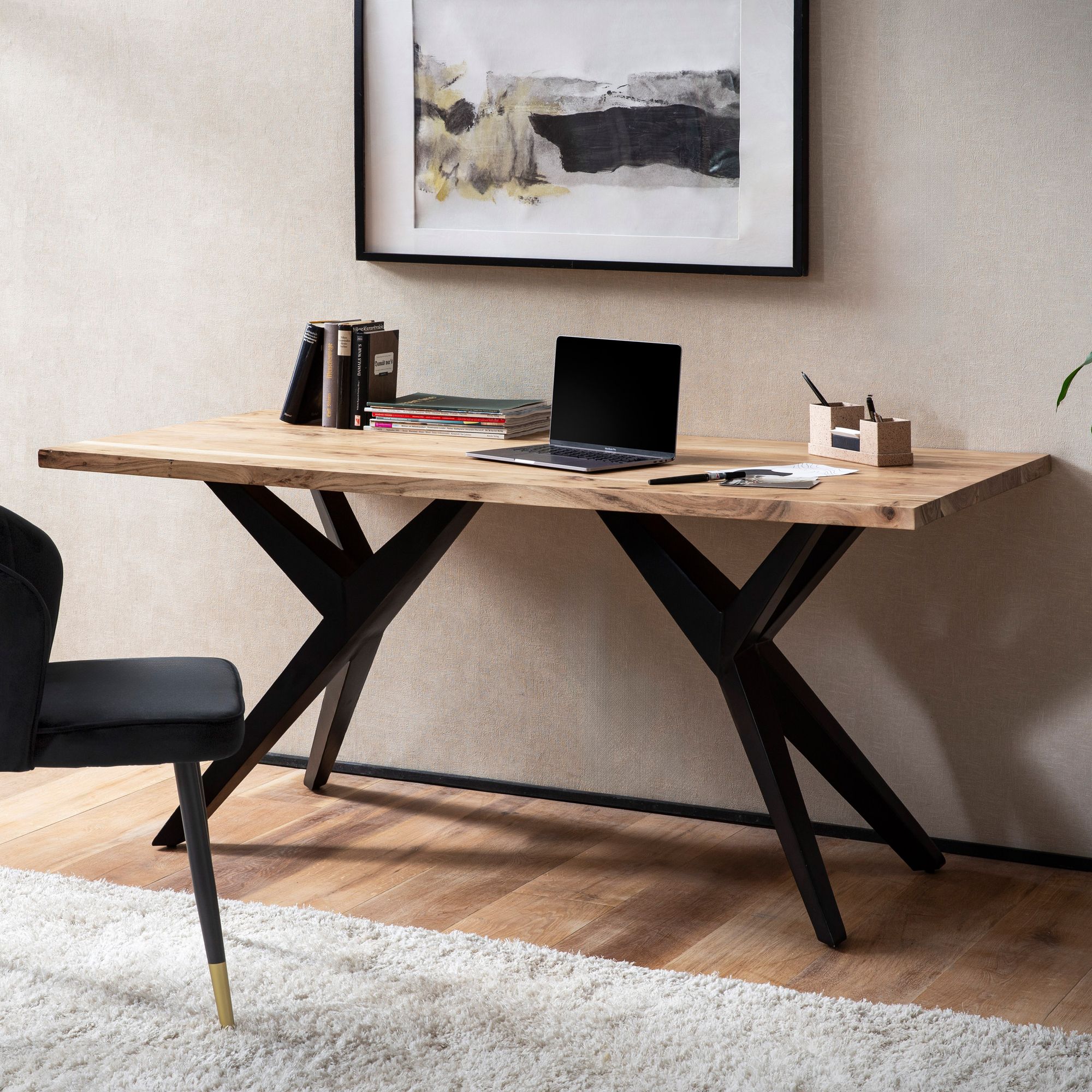 Schreibtisch Kolsvik Akazie Massivholz 200 × 100 × 76 cm