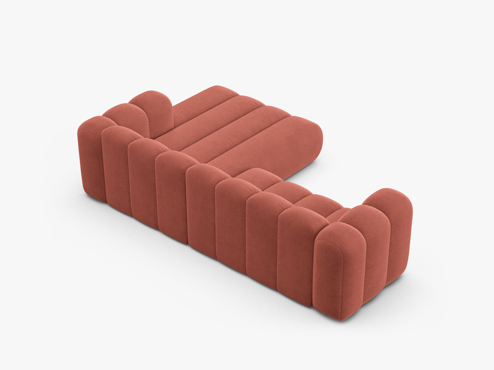 Micadoni Modulares Ecksofa Lupine 4-Sitzer mittelgroß Rechts Samt Salvador Koralle