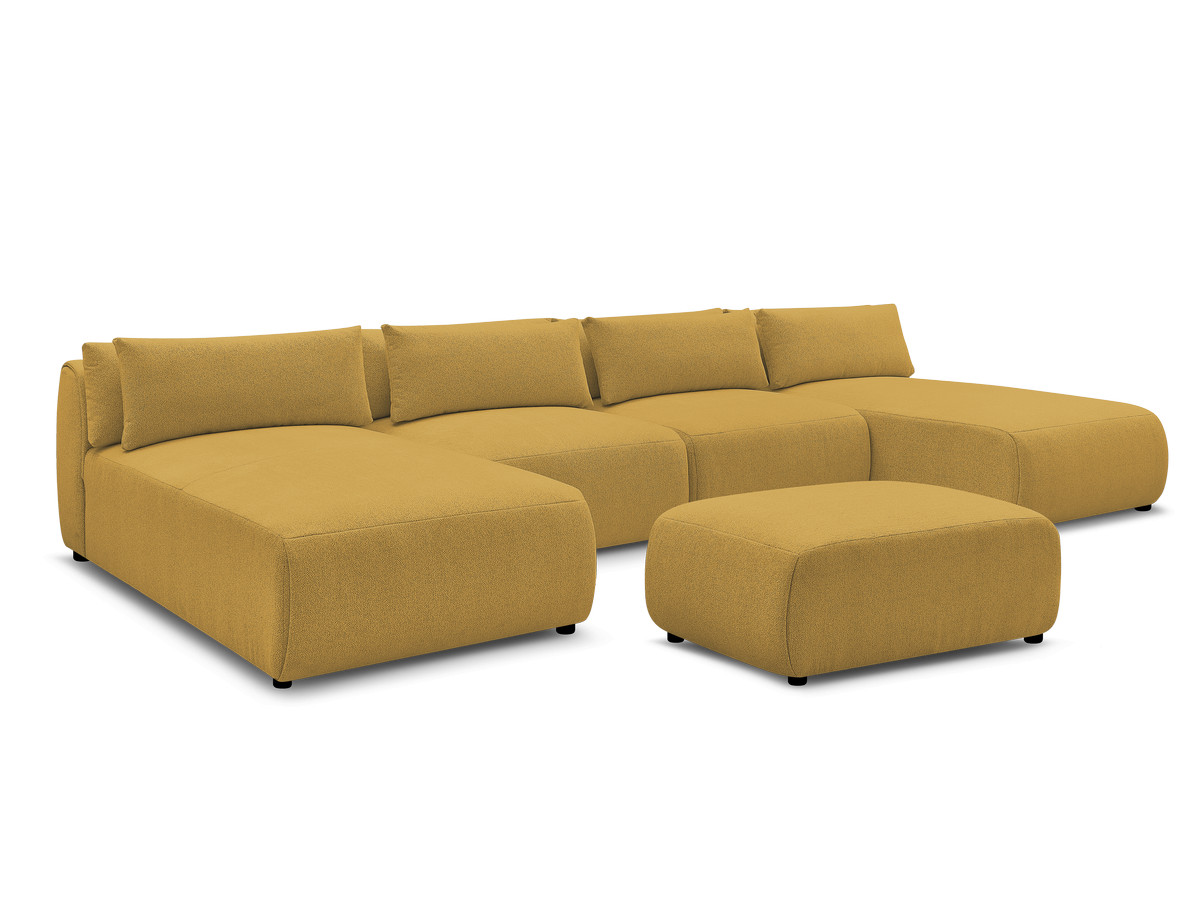 Bobochic Jana Wohnlandschaft mit kleinem Pouf Melange-Stoff Gelb