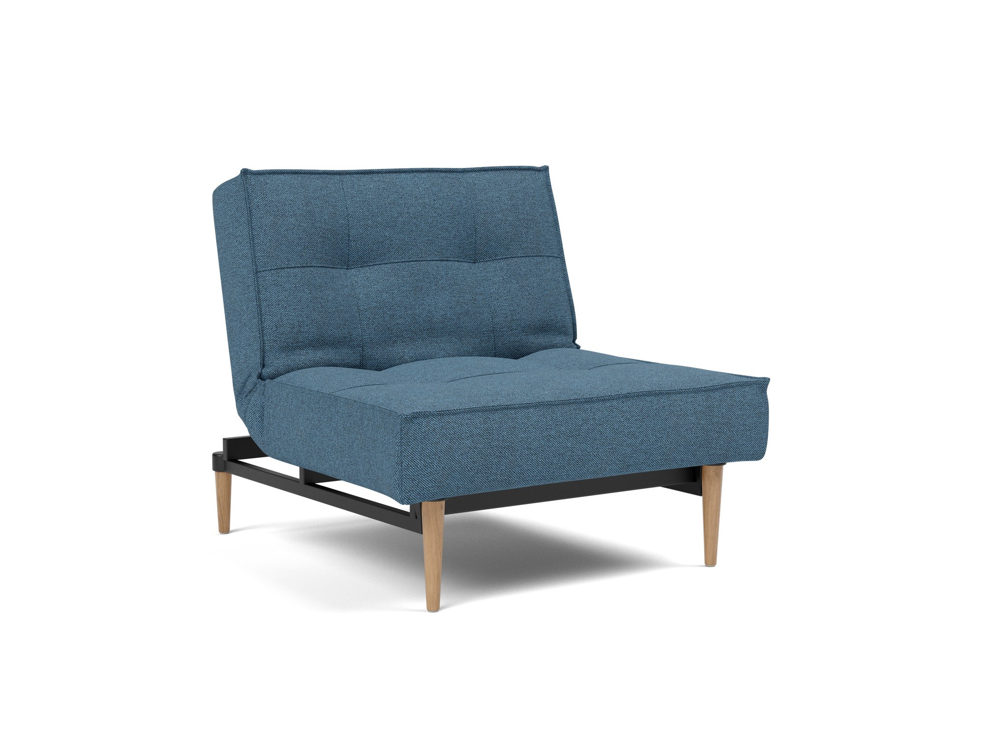 Sessel Splitback Strukturierter Stoff Weda 302-Weda-Blue Beine Styletto Eiche hell