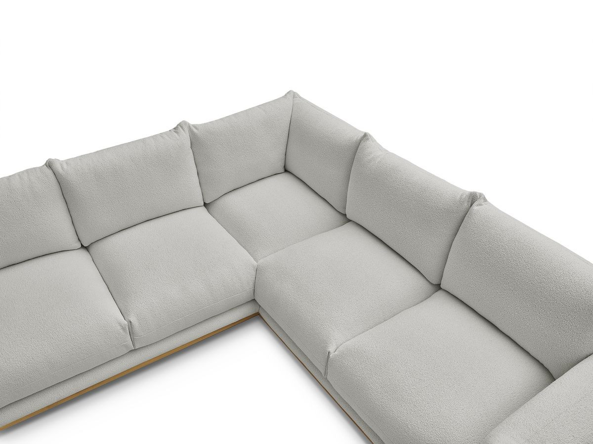 Bobochic Ernest Ecksofa mit Pouf Bouclé-Stoff Hellgrau