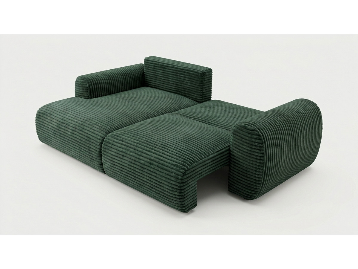 Bobochic Lucien Ecksofa mit Schlaffunktion und Bettkasten Breitcord weich Grün Ecke links
