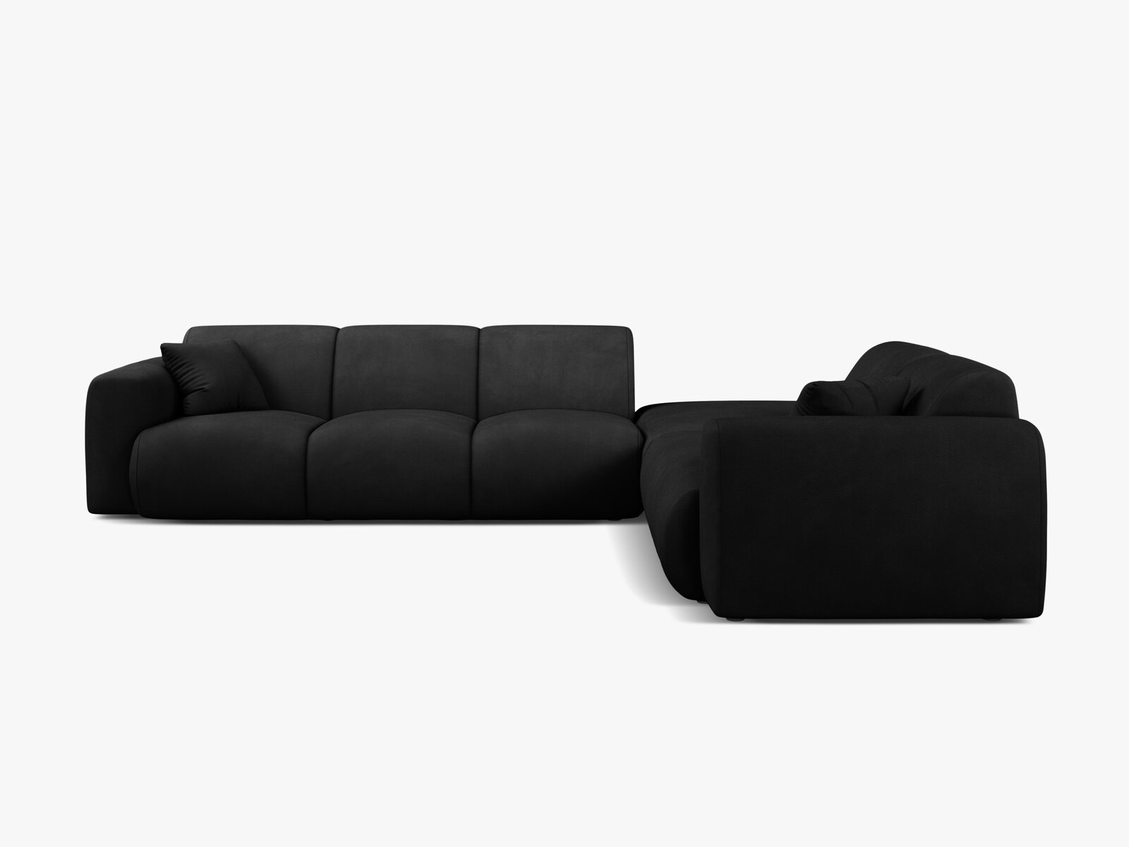 Micadoni Ecksofa Molino 6-Sitzer Rechts Strukturierter Stoff Rebel Schwarz
