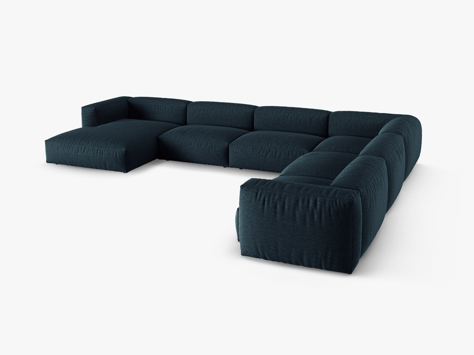 Micadoni modulares Ecksofa XL Martina 6-Sitzer 90cm Sitztiefe Rechts Strukturierter Stoff Boston Jeansblau