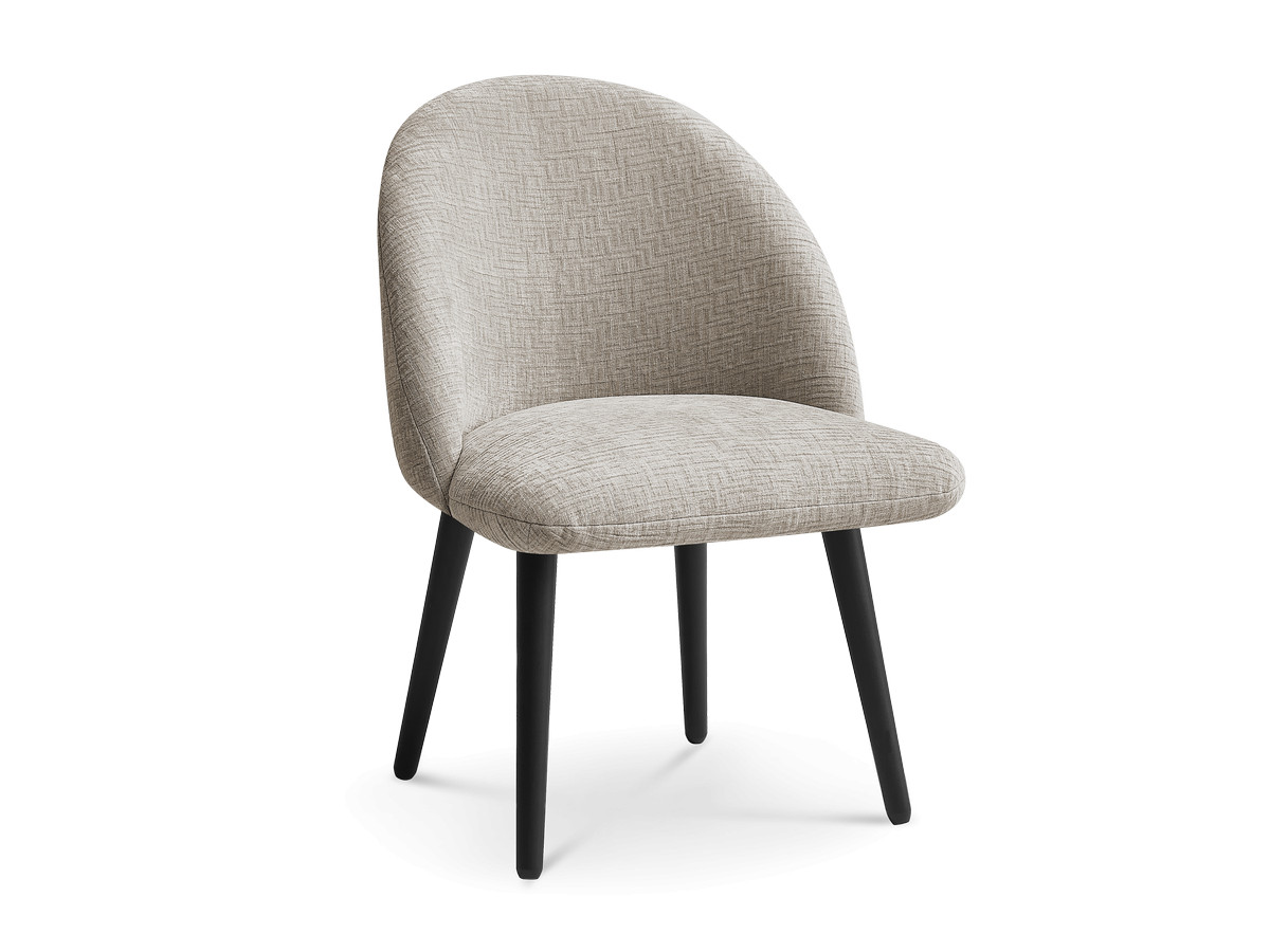 Bobochic Lalie Esszimmerstuhl mit skandinavischen Beinen, schwarz Strukturstoff Beige