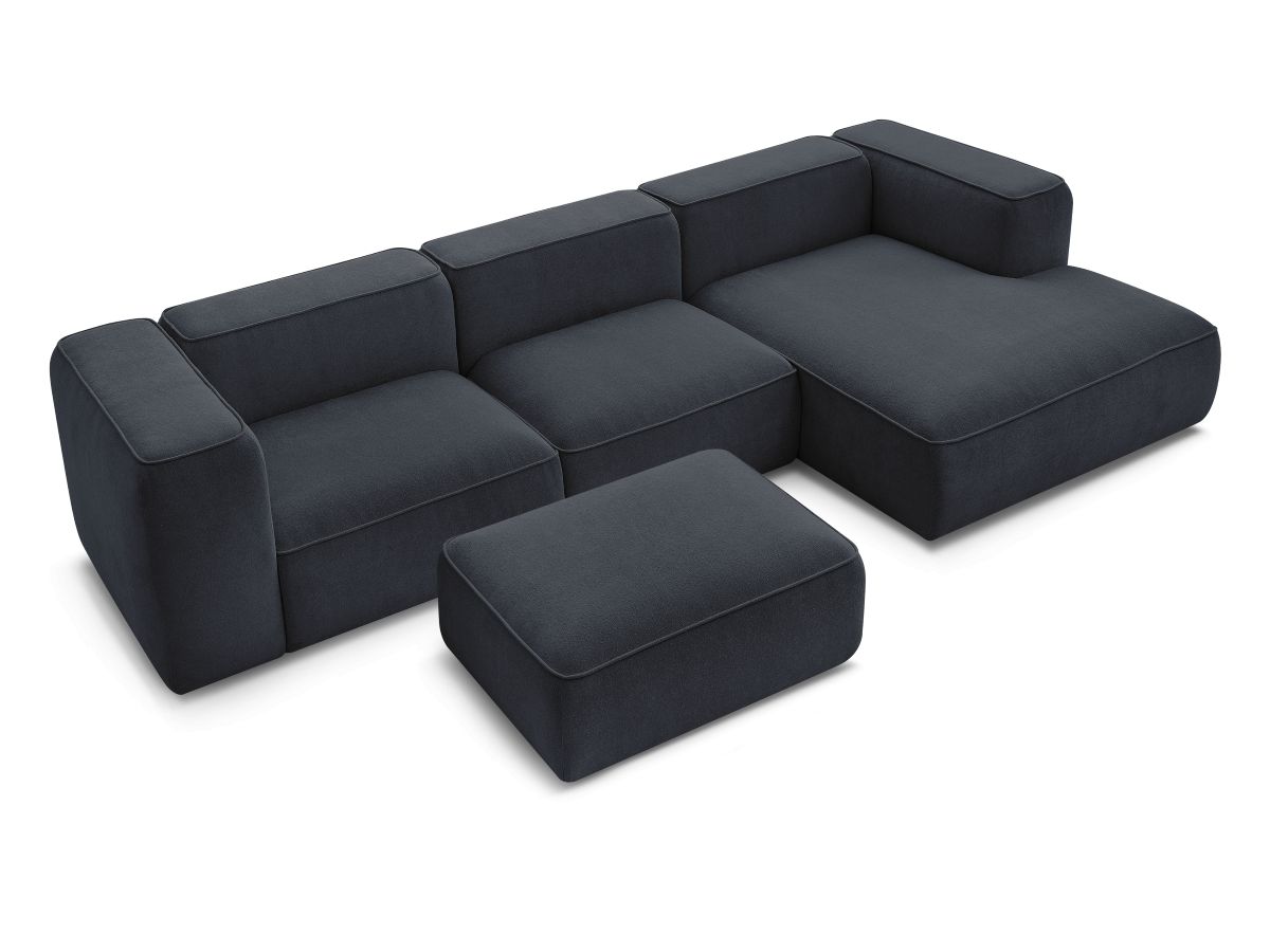 Bobochic Zephyr Ecksofa mit Pouf 349 × 165 cm Strukturstoff Dunkelblau Ecke rechts