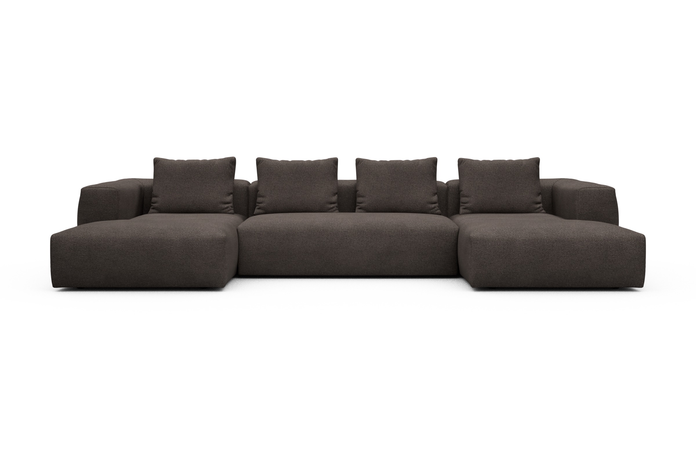 Skandi Home Wohnlandschaft Fred mit 2-Sitzer und Chaiselongue beidseitig Boucle-Taupe moebelfaktor