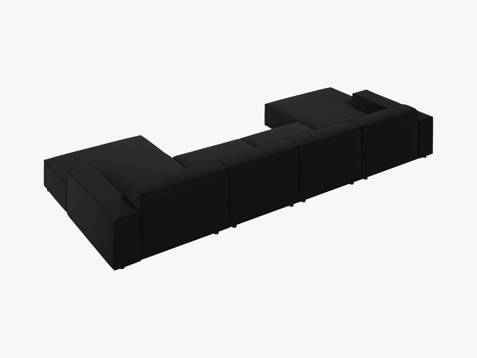 Micadoni Panorama-Sofa Jodie 6-Sitzer Strukturierter Stoff Megan Schwarz