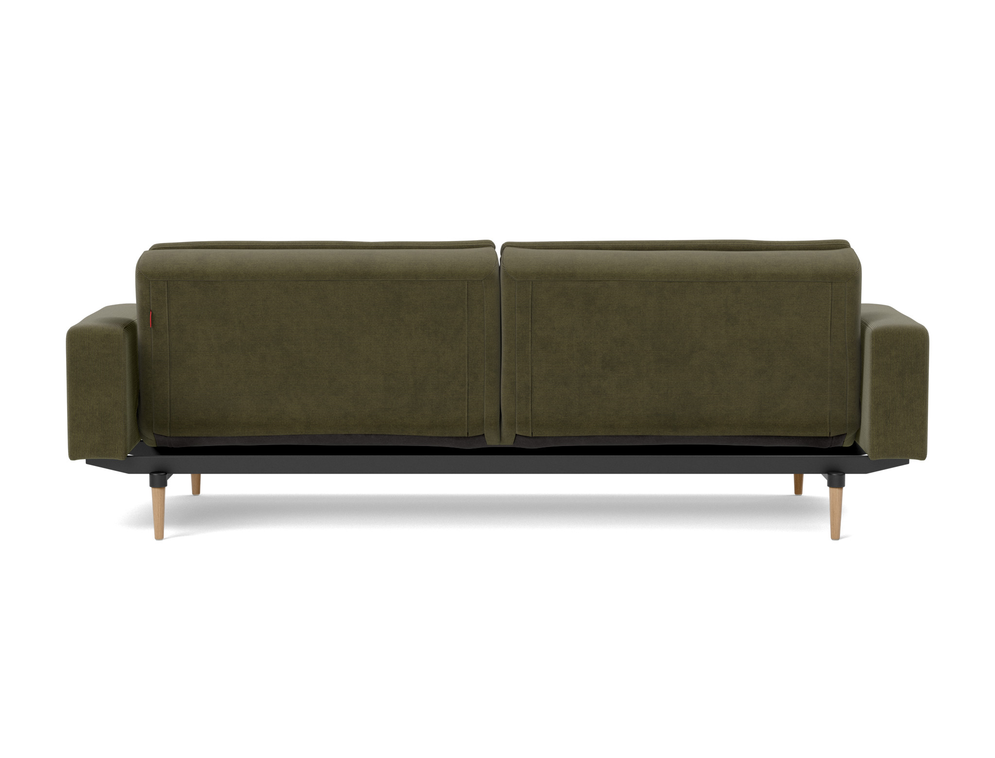 Schlafsofa Dublexo mit Armlehnen Kord Cordufine 316-Pine-Green Beine Styletto Eiche hell