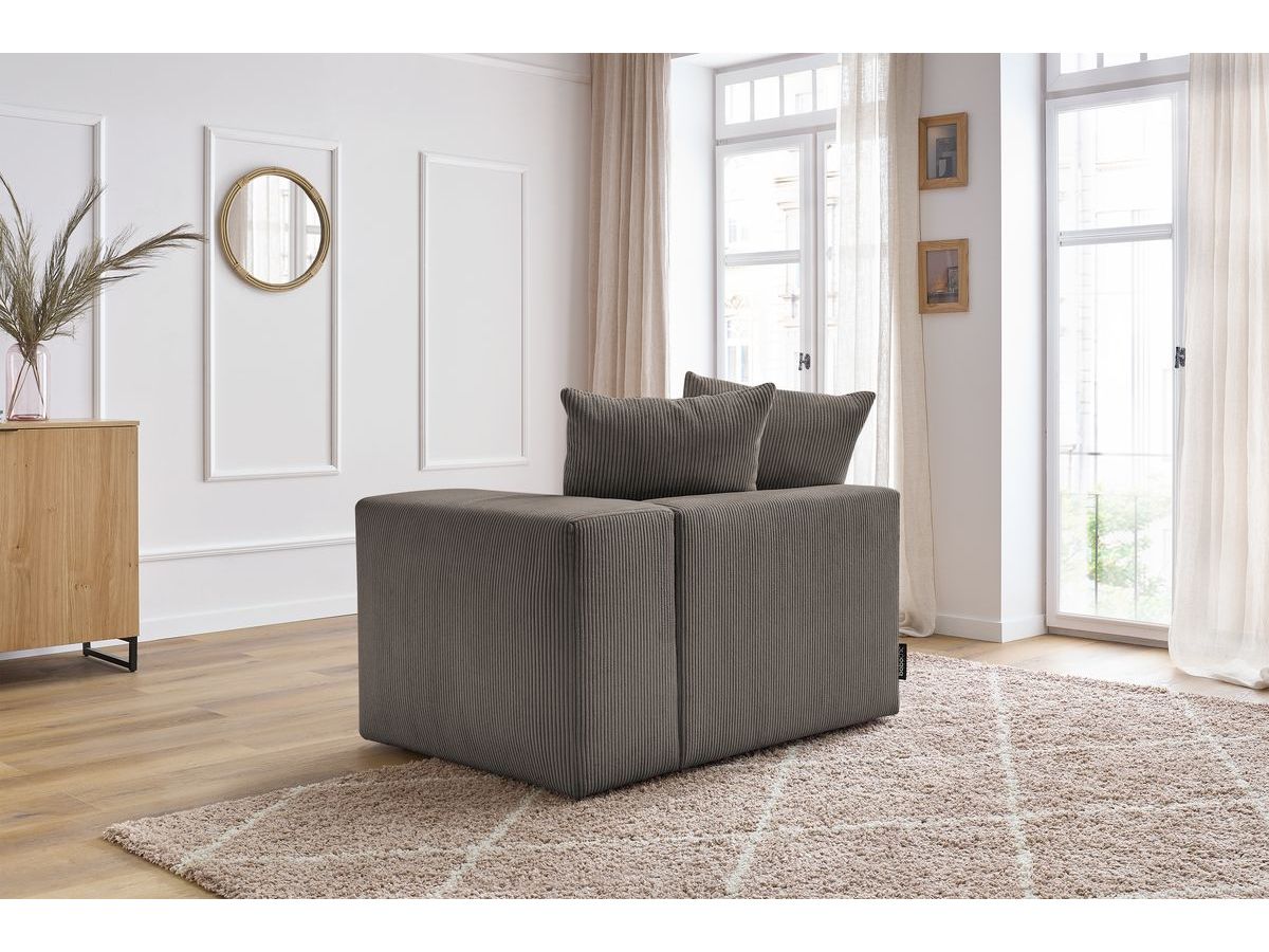 Bobochic Voltaire Sofamodul 1-Sitzer 130 × 100 cm Cordsamt Taupe Ecke rechts