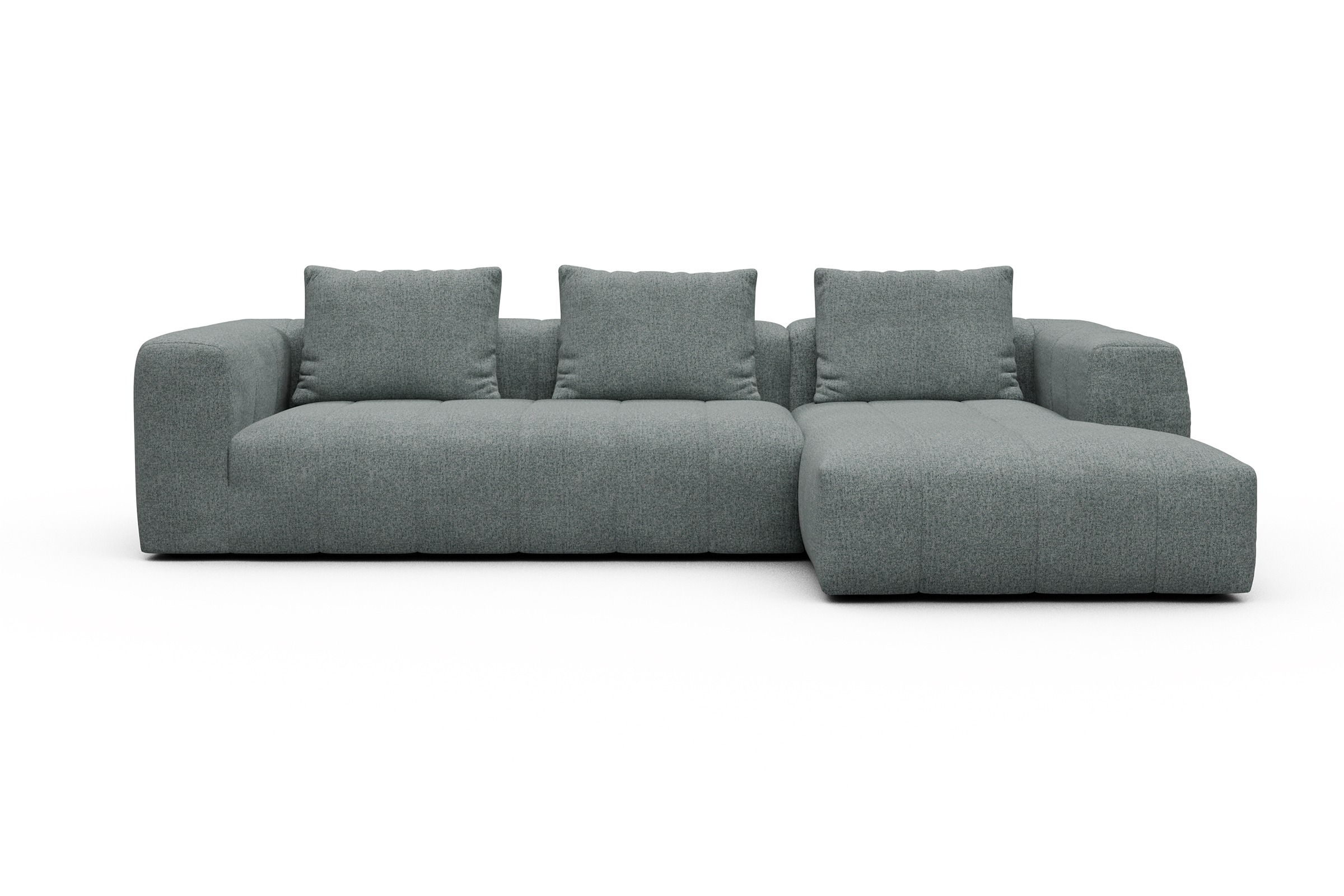 Ecksofa Hugo 2,5-Sitzer Armlehne links mit Chaiselongue Casone-Light-Mixed-Green