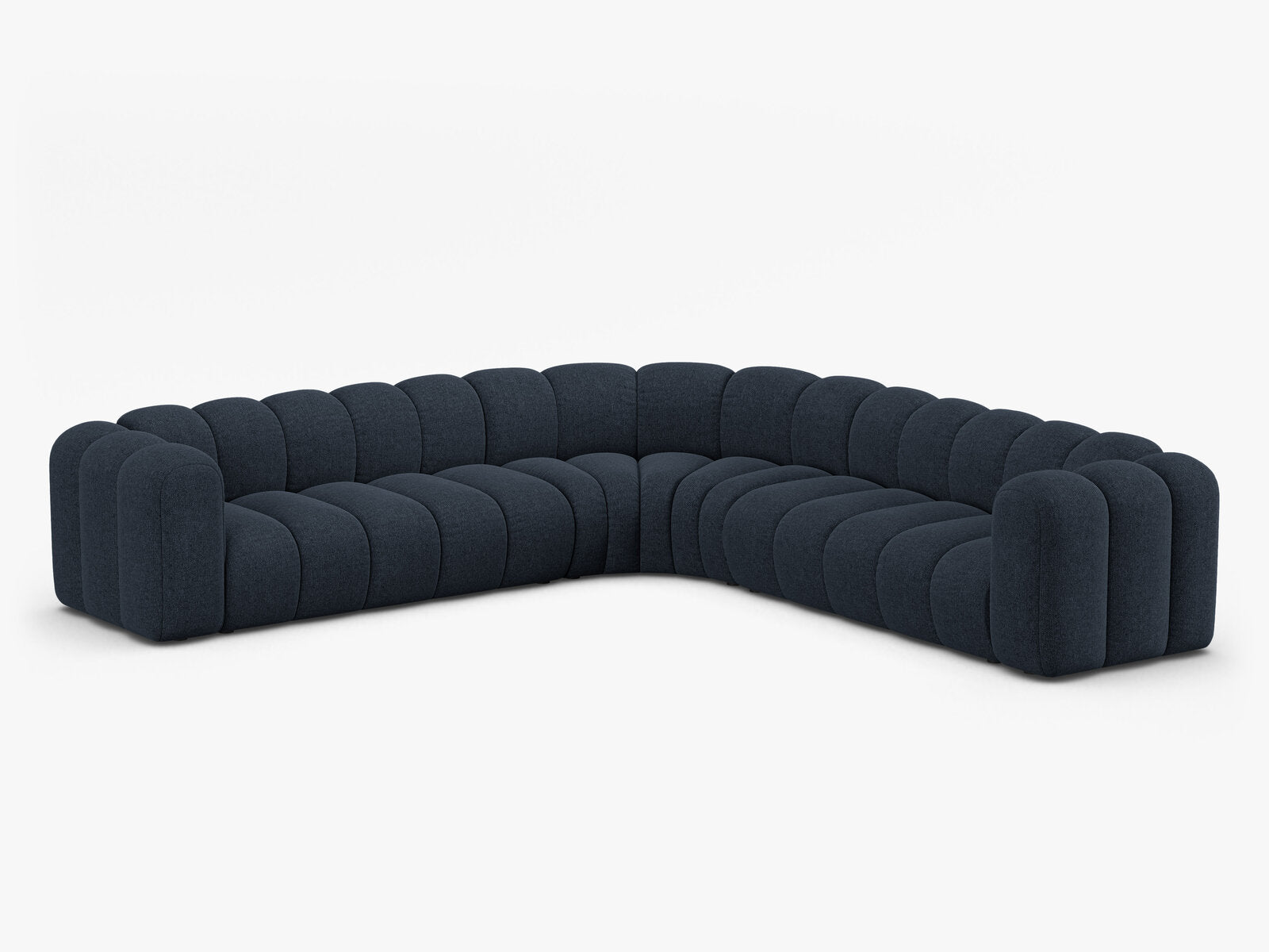 Micadoni symmetrisches Ecksofa Lupine 5-Sitzer  Chenille Eden Marineblau