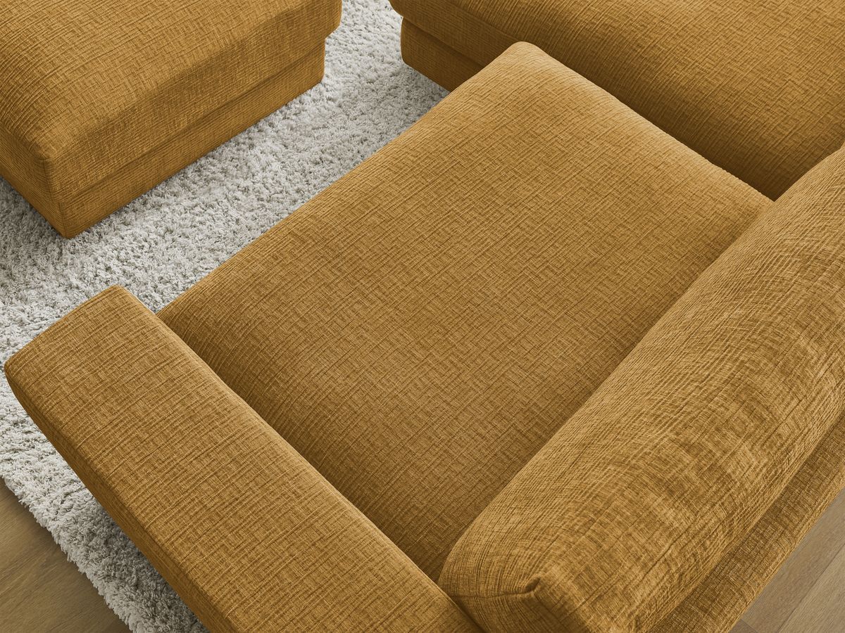 Bobochic Leonard Ecksofa mit Pouf 274 × 159 cm Strukturstoff Gelb Ecke links
