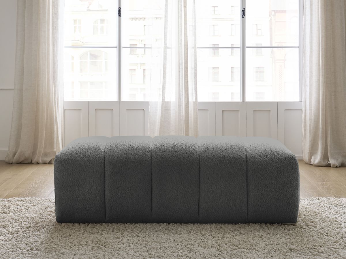Bobochic Annecy Pouf Bouclé-Stoff Dunkelgrau