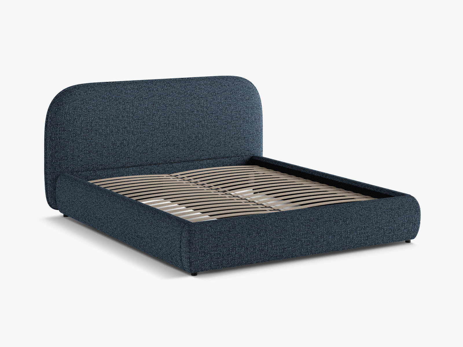 Micadoni Murada Bett mit Kopfteil Chenille Tracy Blau Melange 160x200