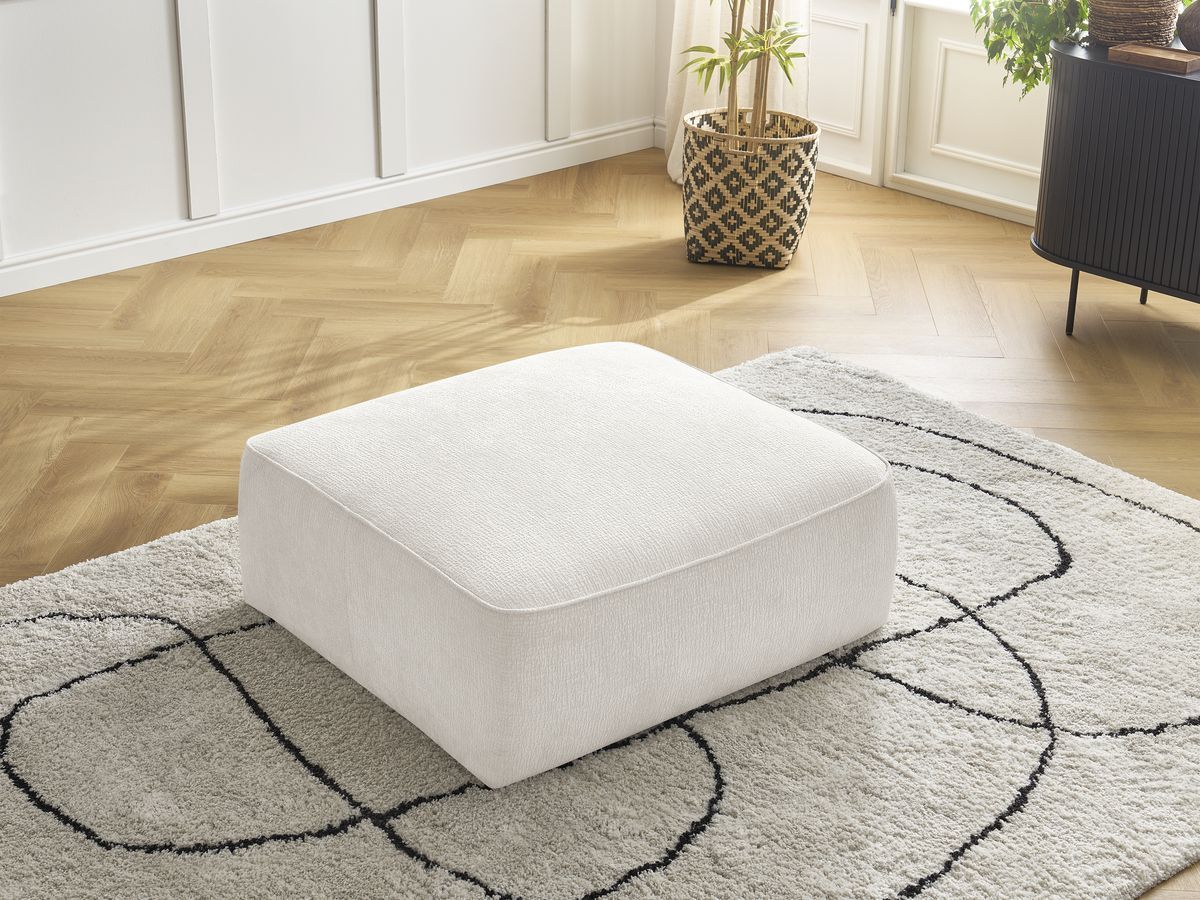 Bobochic Leopold Pouf Strukturstoff Weiß