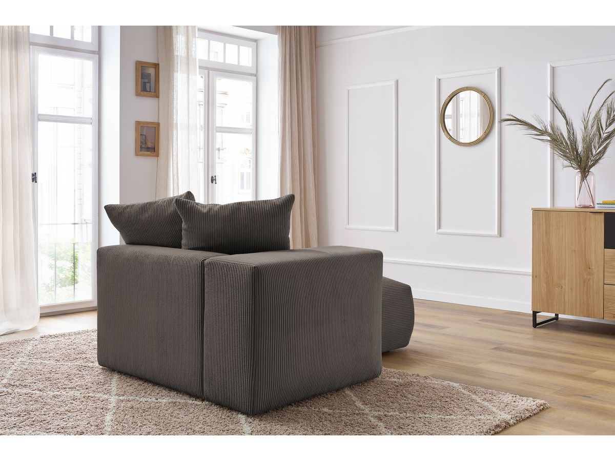 Bobochic Voltaire Méridienne-Modul Cordsamt Taupe Ecke links