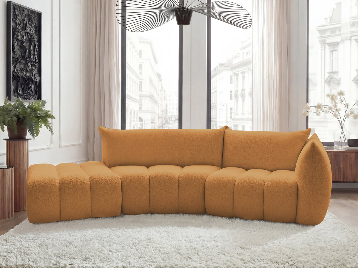 Bobochic Azra Ecksofa 325 × 112 cm Bouclé-Stoff Gelb Ecke rechts