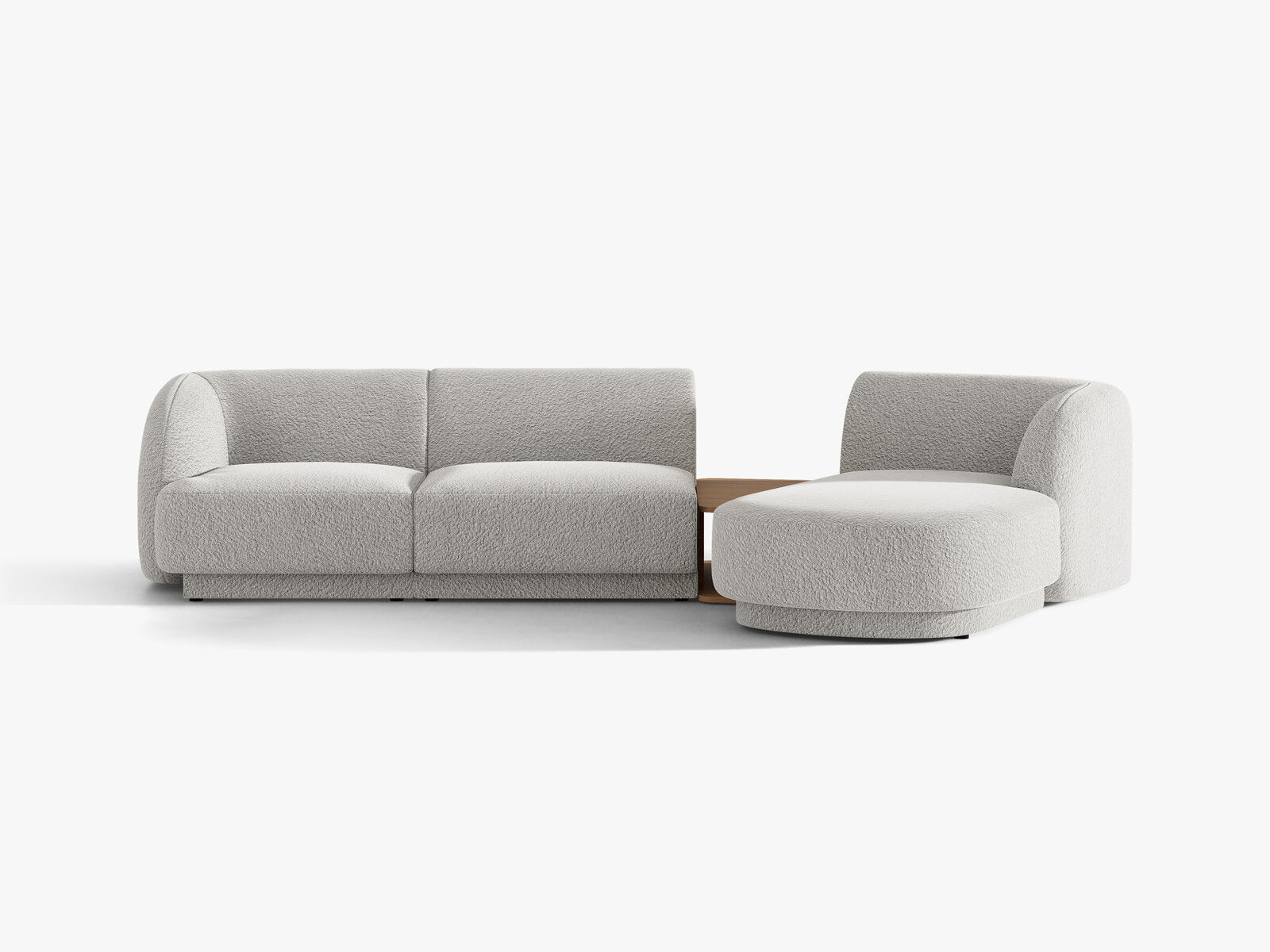 Micadoni Modulares Sofa Miley mit Recamiere 3-Sitzer Rechts Boucle Baloo Hellgrau