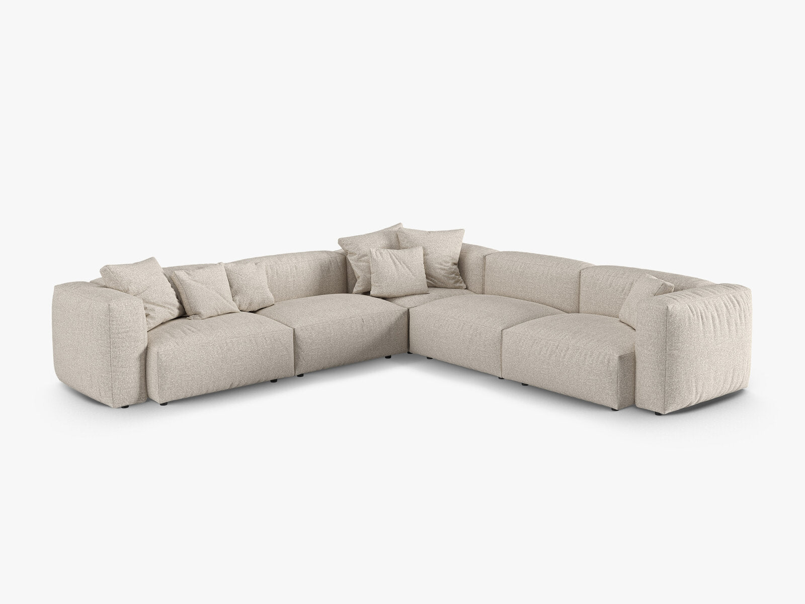 Micadoni modulares symmetrisches Ecksofa XL Martina 5-Sitzer 90cm Sitztiefe Boucle Monet Beige