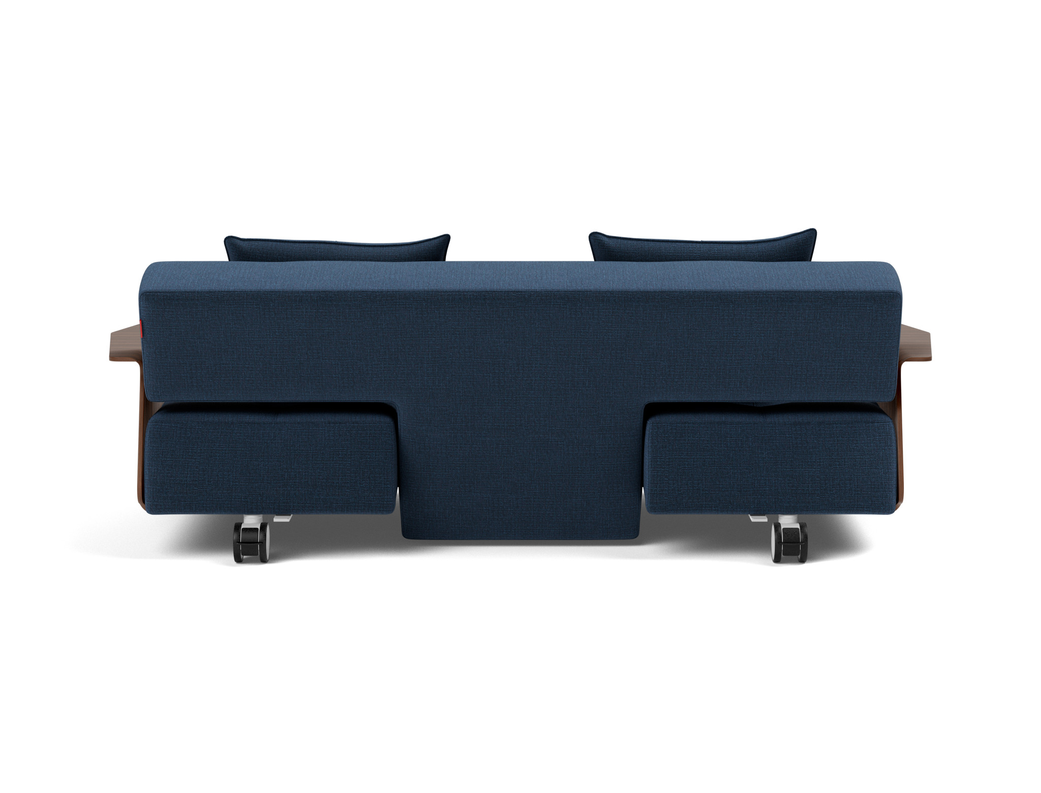 Schlafsofa Long Horn D.E.L. mit Armlehnen Chenille Esina 414-Indigo-Blue