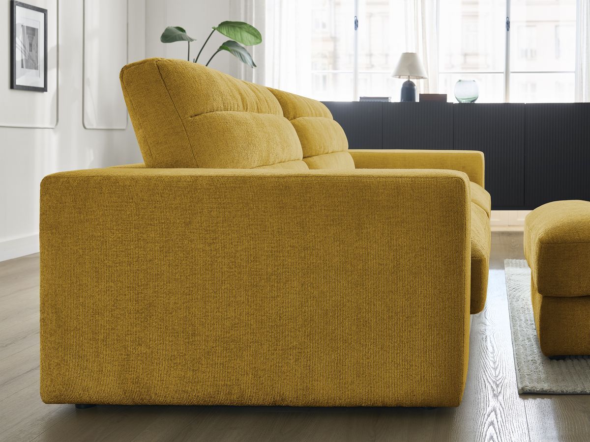 Bobochic Sierra Sofa 4-Sitzer mit Pouf Strukturstoff Gelb