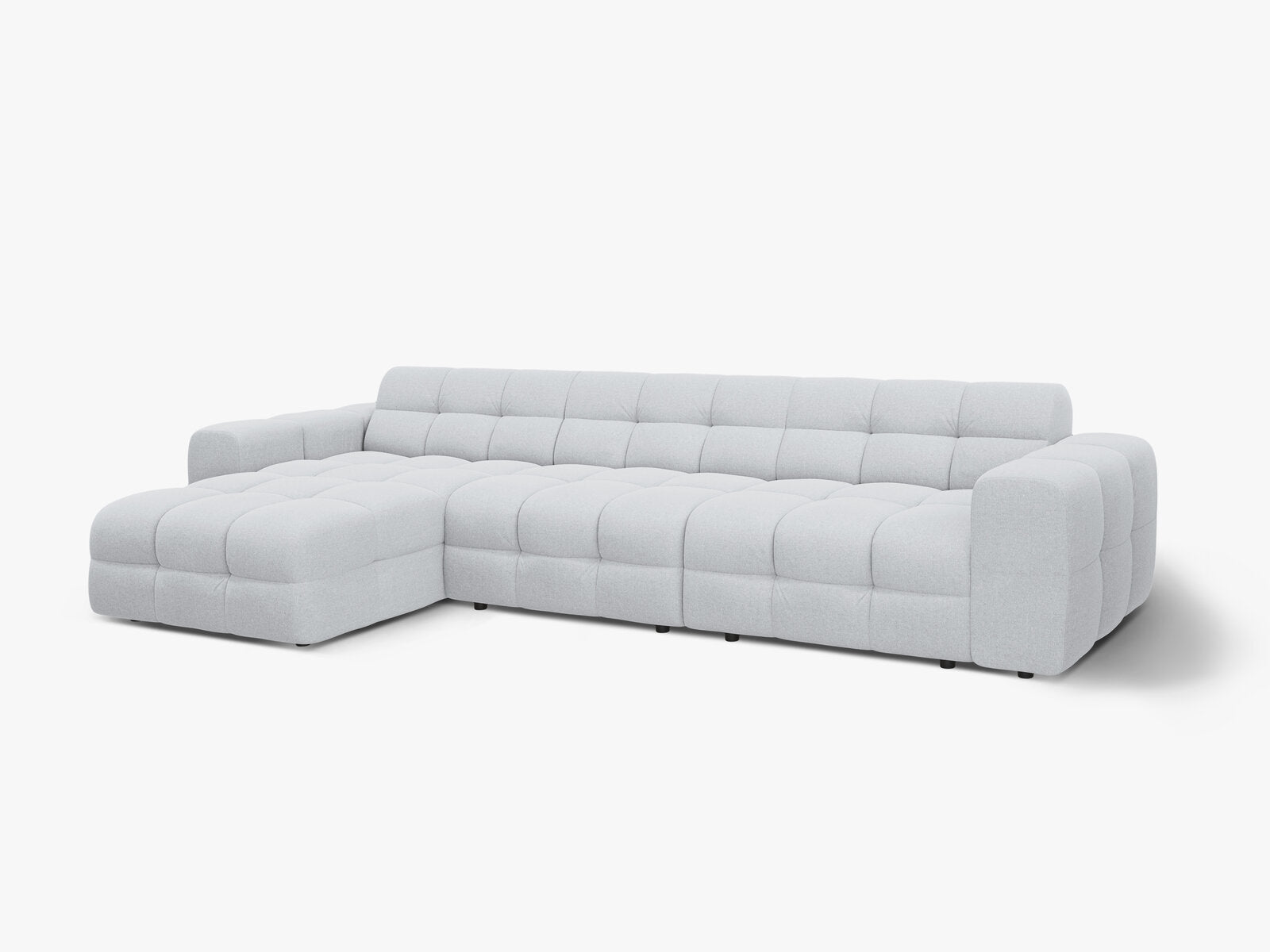 Micadoni Ecksofa Kendal 5-Sitzer Links Strukturierter Stoff Hellgrau