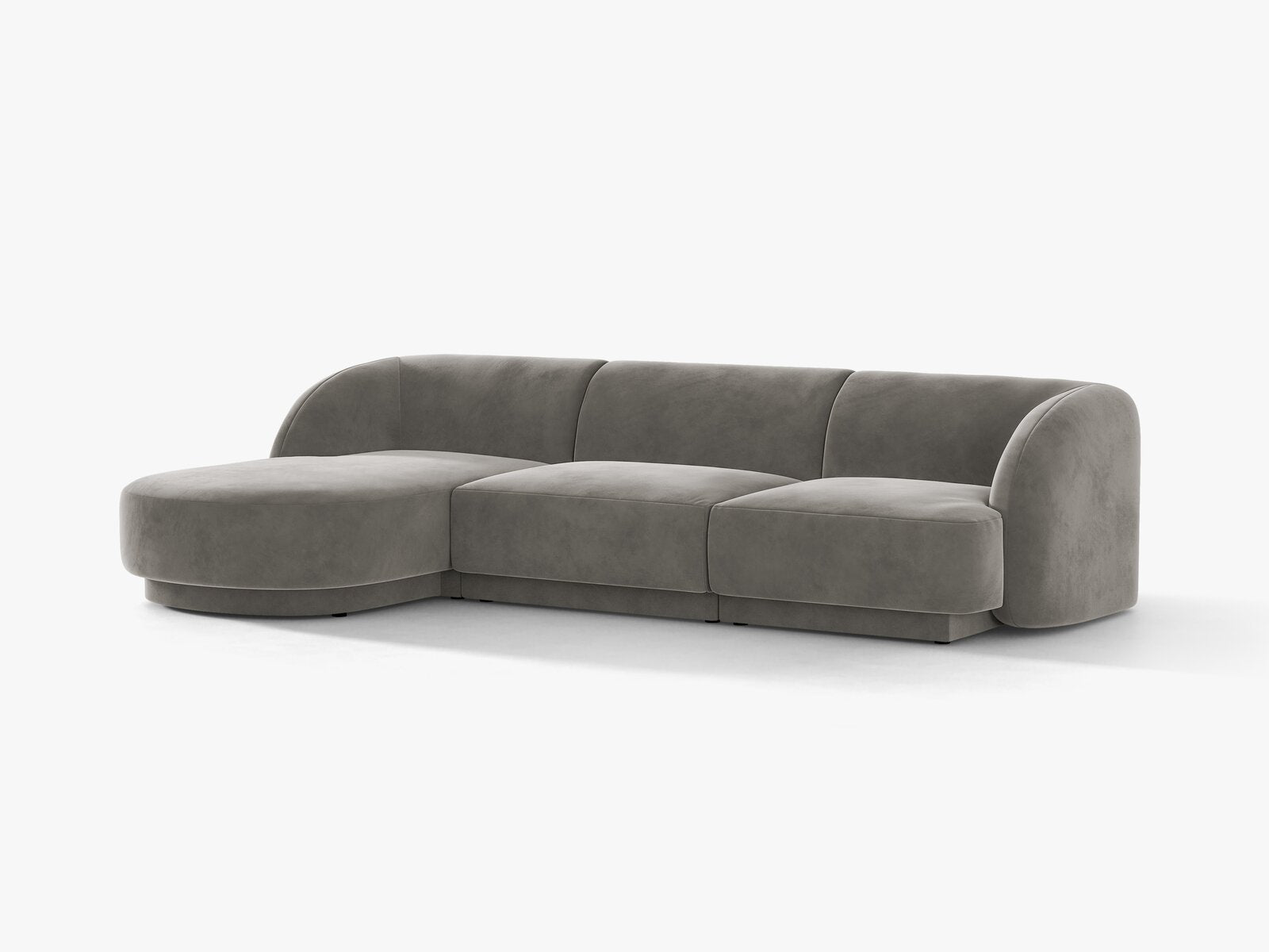 Micadoni Ecksofa Miley 4-Sitzer Links Samt Bluvel Hellgrau