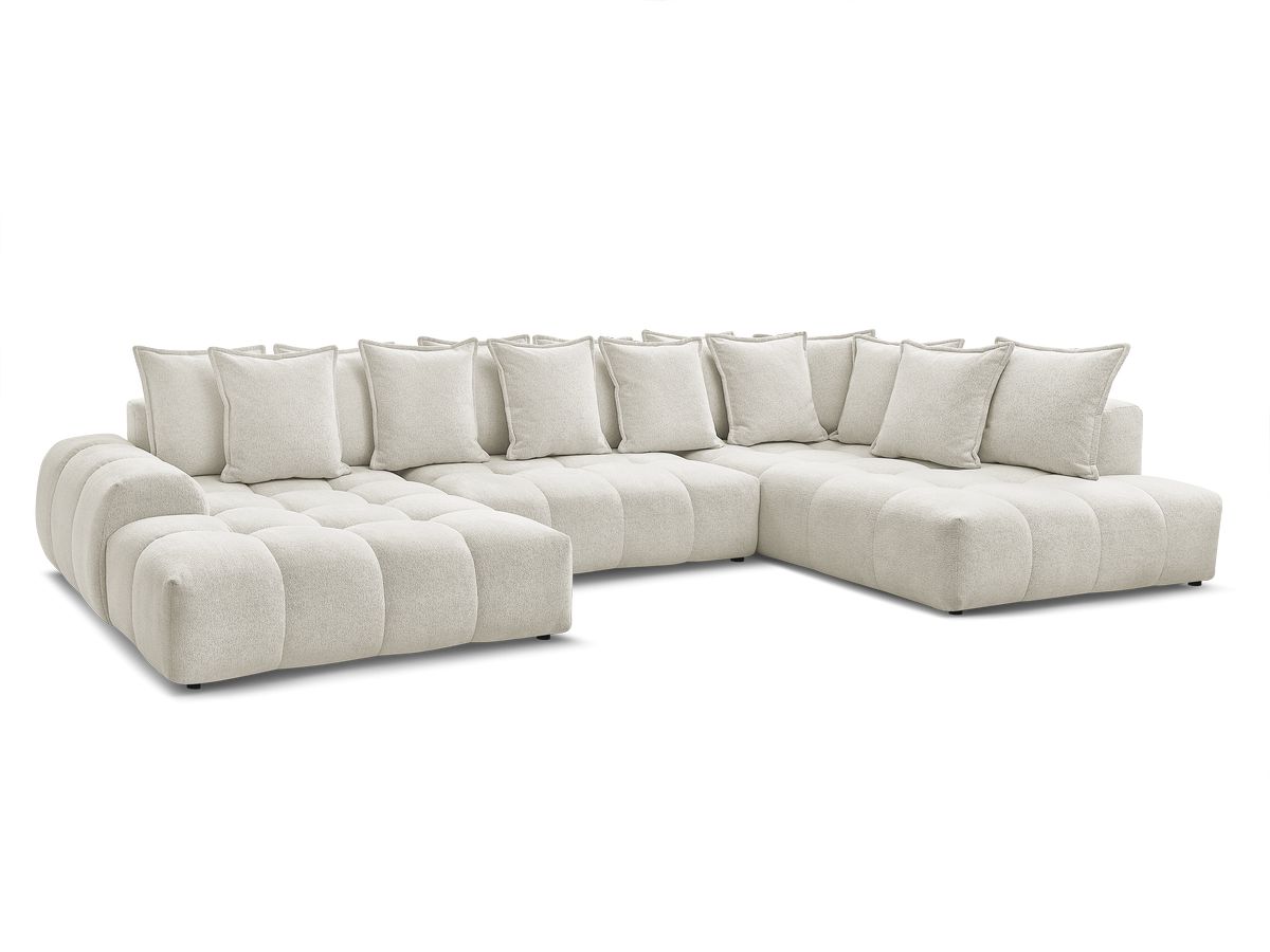 Bobochic Everest Wohnlandschaft, 14 Kissen Melange-Stoff Weiß Ecke links