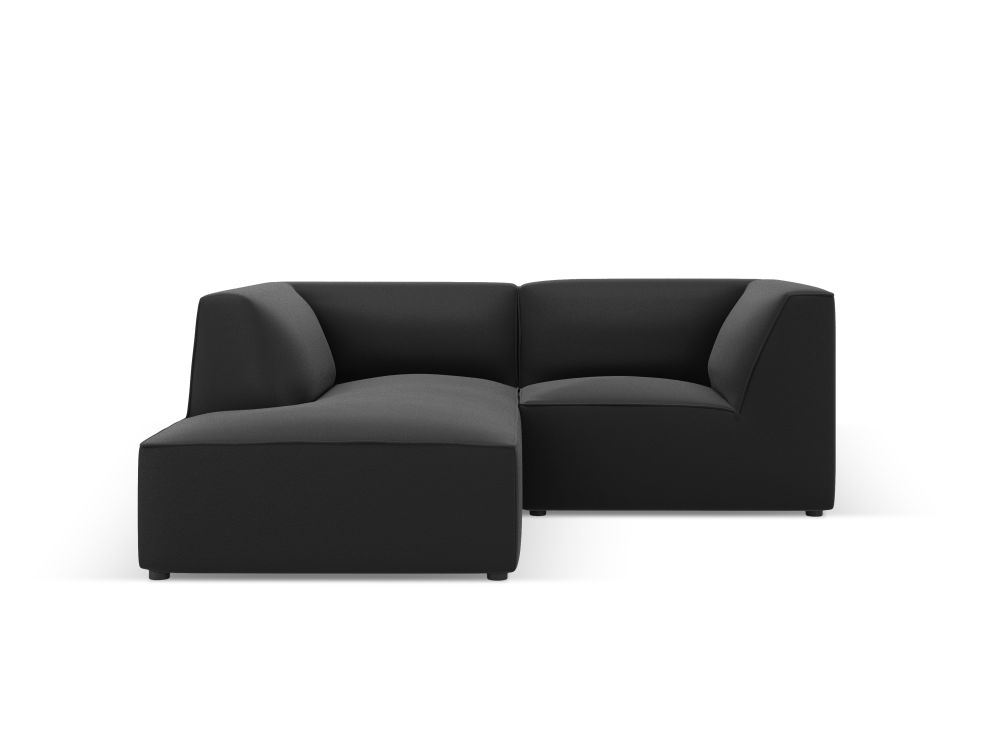 Cosmopolitan Design Ecksofa Siena 3-Sitzer Kunstleder Pacifico Schwarz Links