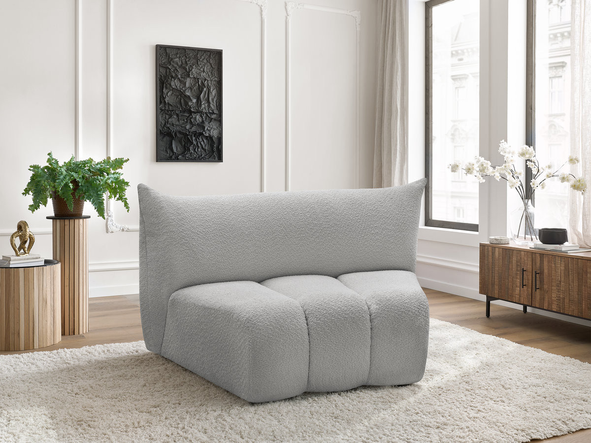 Bobochic Azra Sofamodul 1-Sitzer Bouclé-Stoff Hellgrau