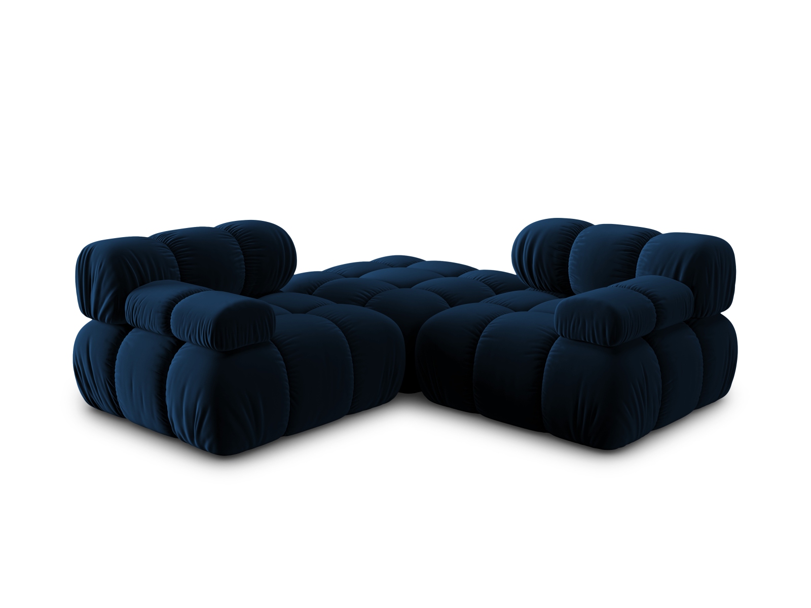 Micadoni Modulares Sofa Bellis 3-Sitzer mit flachem Modul Samt Bluvel Königsblau