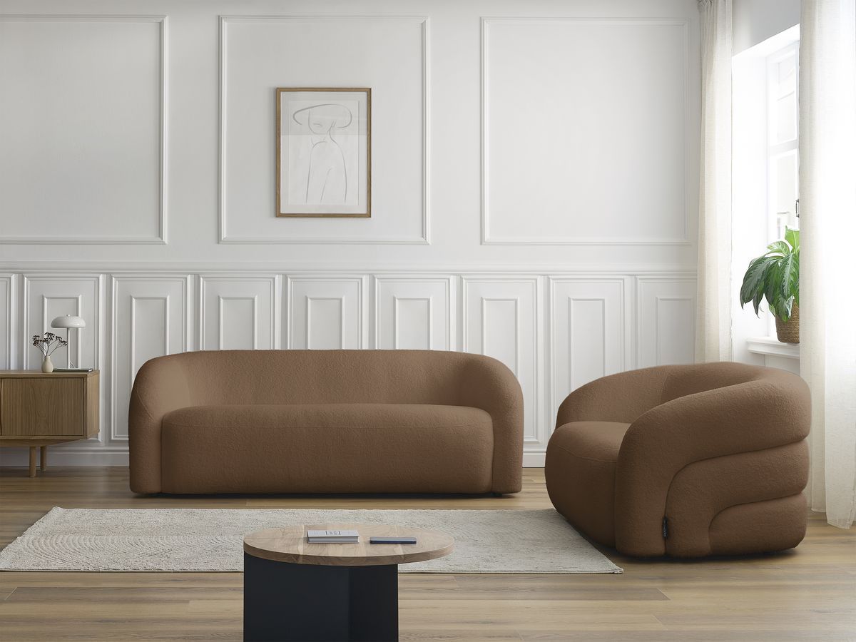 Bobochic Elina Sofa 5-Sitzer Bouclé-Stoff Braun