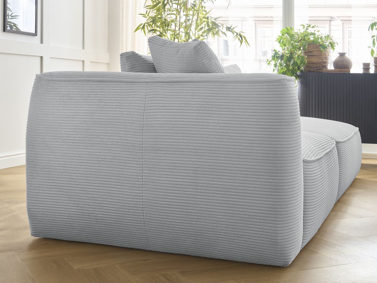 Bobochic Leopold Sofa 4-Sitzer mit Pouf Cordsamt Hellgrau Armlehne links