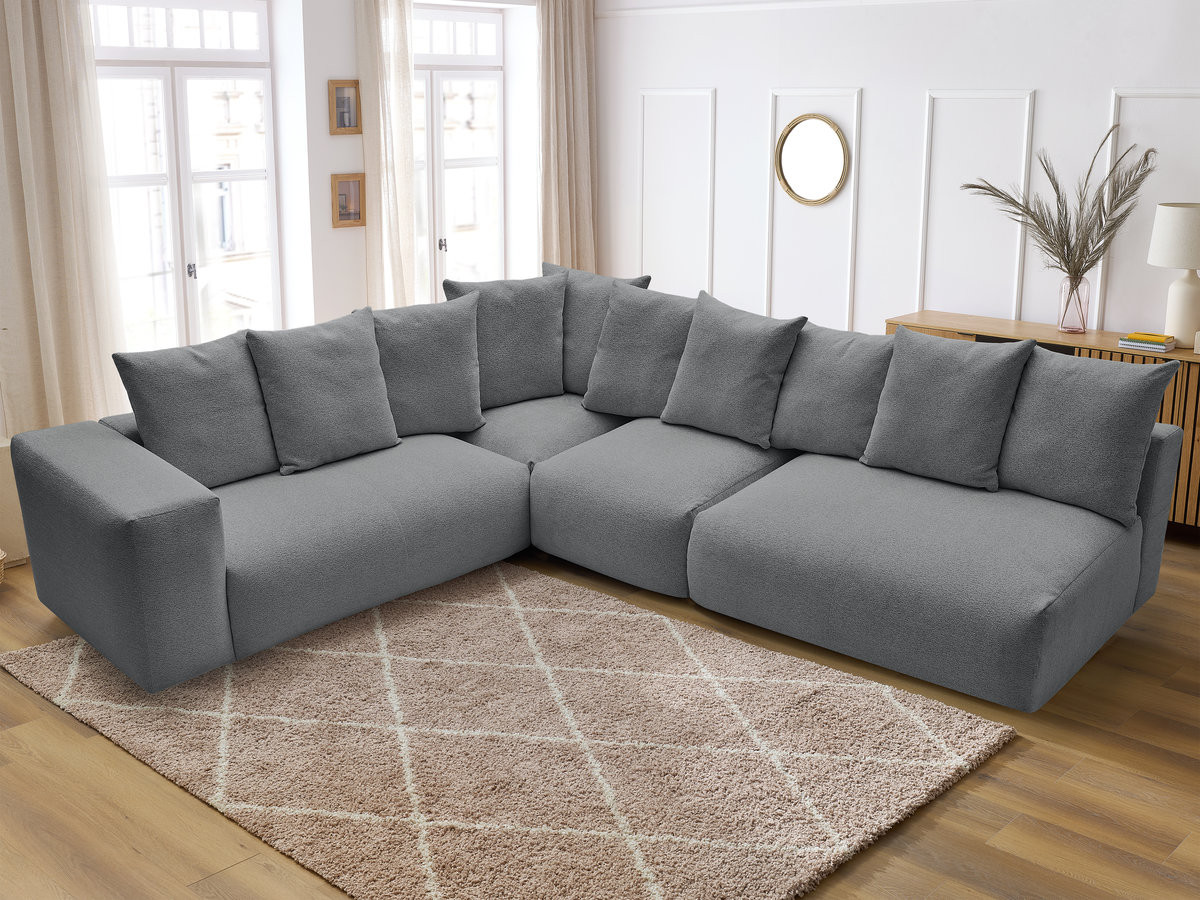 Bobochic Voltaire Ecksofa 322 × 268 cm Melange-Stoff Dunkelgrau Ecke links