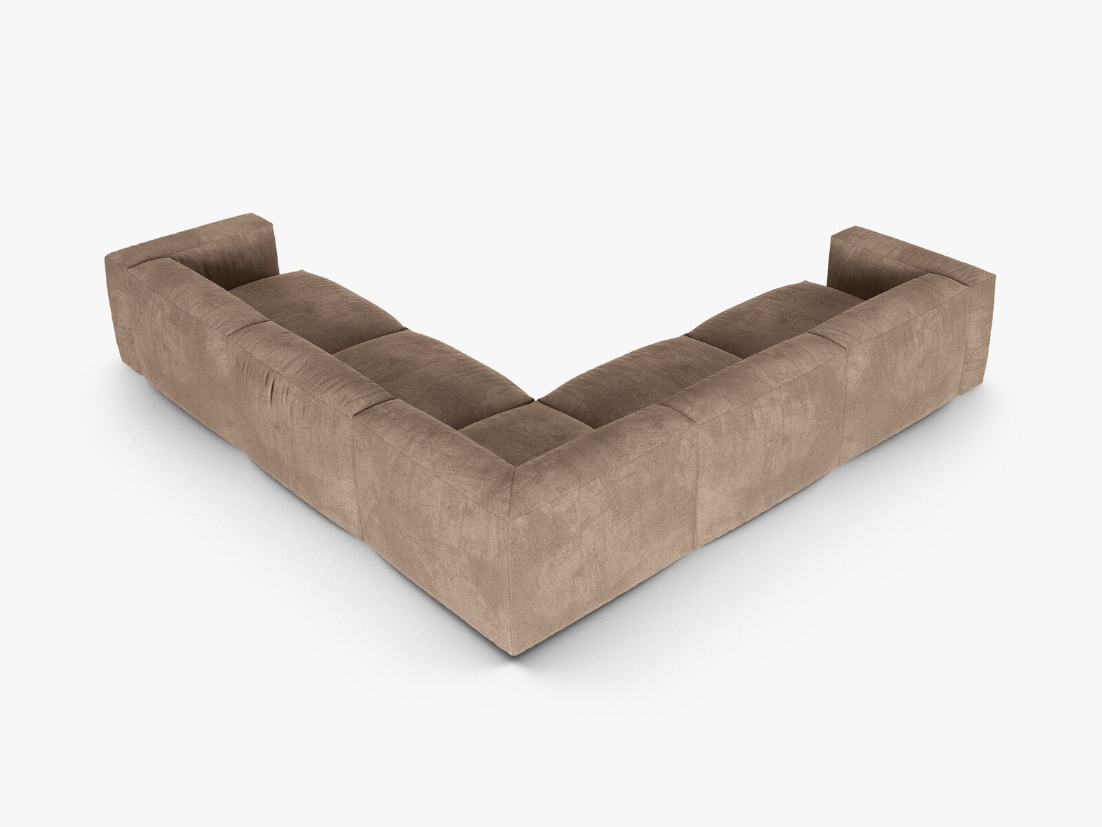 Micadoni modulares symmetrisches Ecksofa XL Martina 5-Sitzer 90cm Sitztiefe Samt Vogue Dunkelbeige