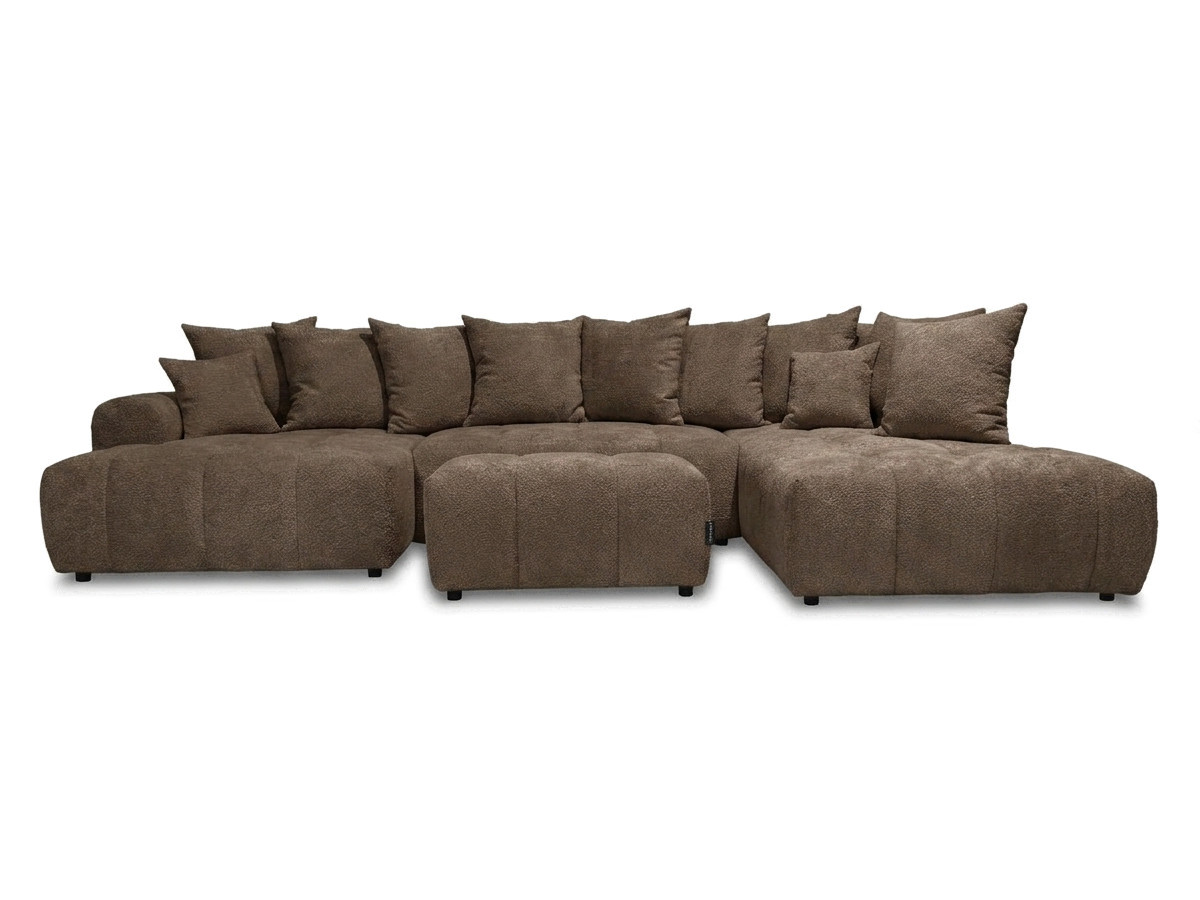 Bobochic Roxelane Wohnlandschaft mit Pouf Bouclé-Stoff Braun Ecke links