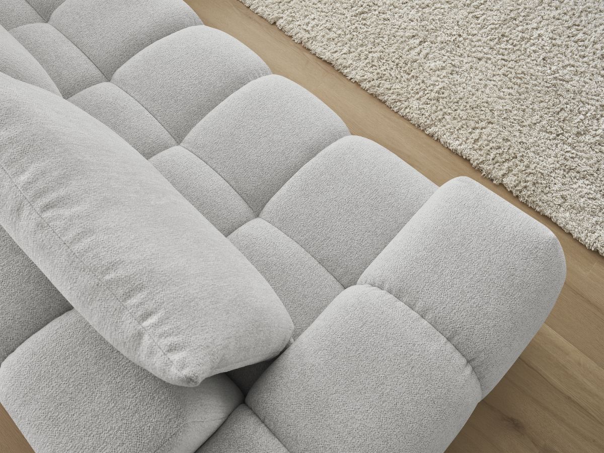 Bobochic Everest Ecksofa, 4 Kissen Melange-Stoff Hellgrau Ecke rechts