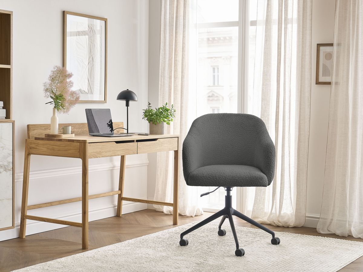 Bobochic Sophie Bürostuhl Bouclé-Stoff Dunkelgrau