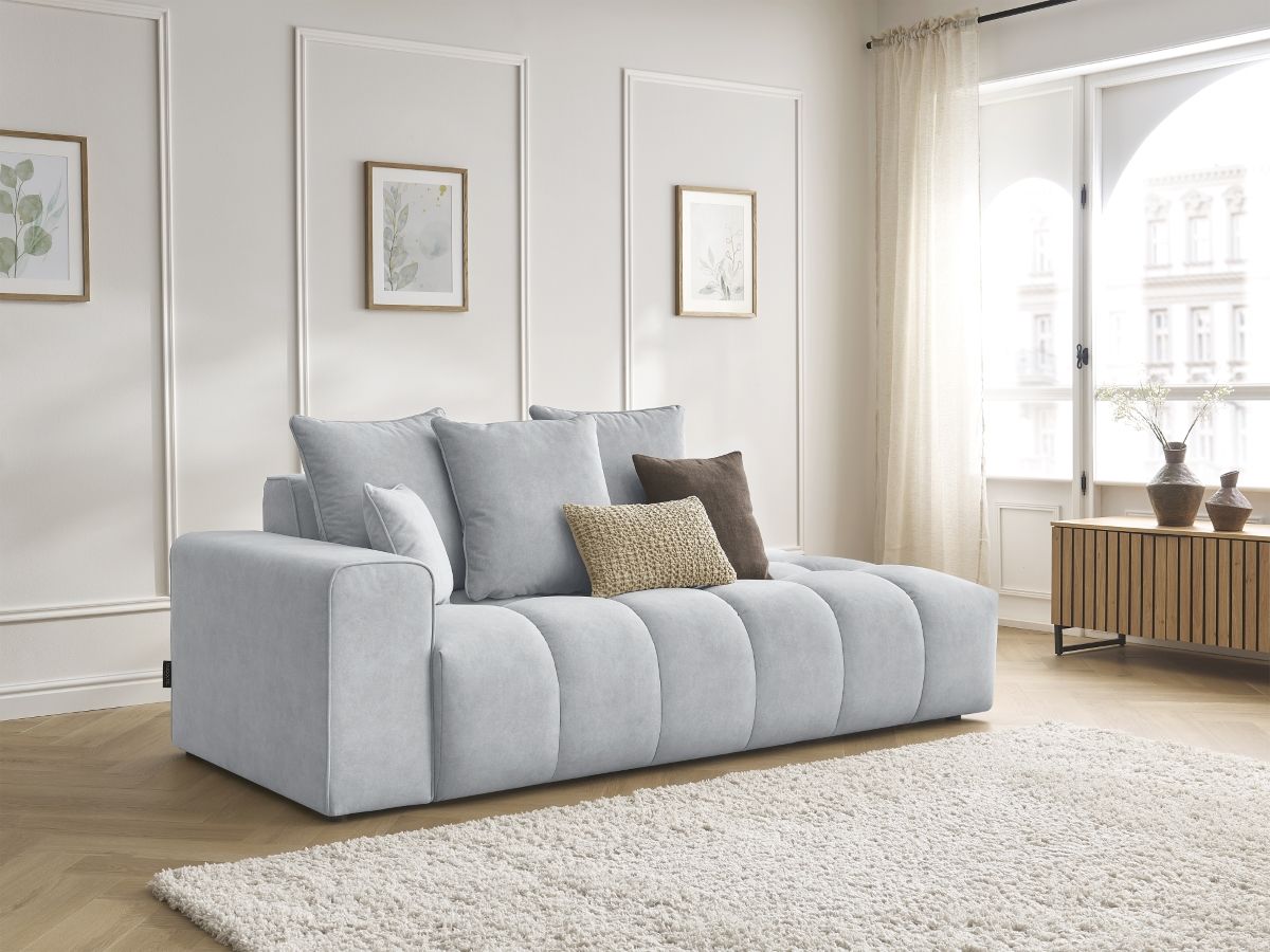 Bobochic Mont-blanc Sofa 4-Sitzer Samt Hellgrau Armlehne links