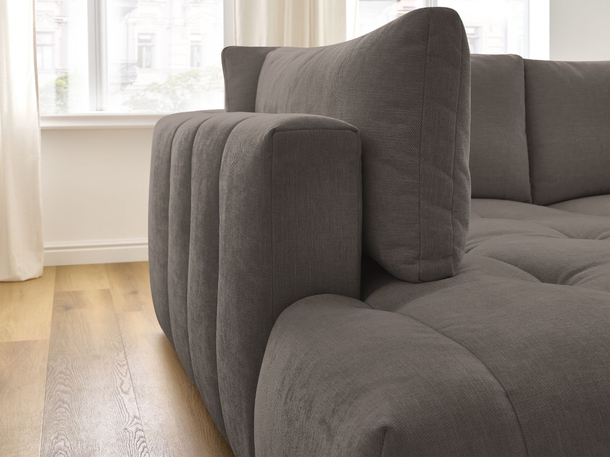 Bobochic Fuji Ecksofa mit Schlaffunktion und Bettkasten 282 × 204 cm Stoff Taupe Ecke links