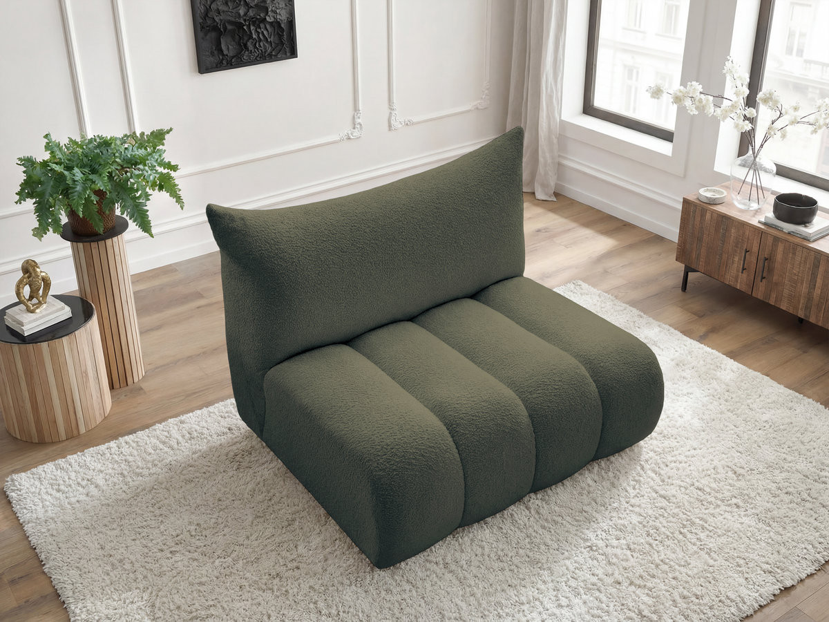 Bobochic Azra Sofamodul 2-Sitzer 120 × 112 cm Bouclé-Stoff Grün