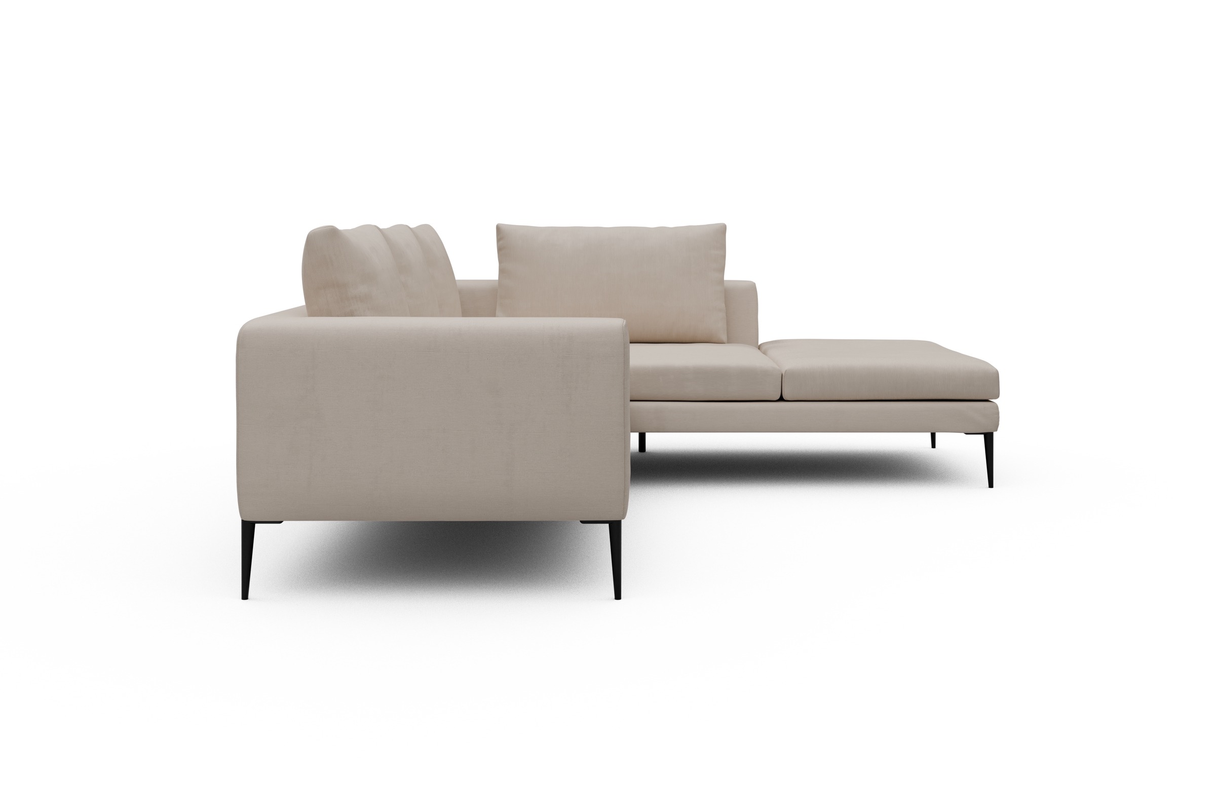 Ecksofa Paul Relax-Ecke rechts mit 2-Sitzer Cordufine-Off-White