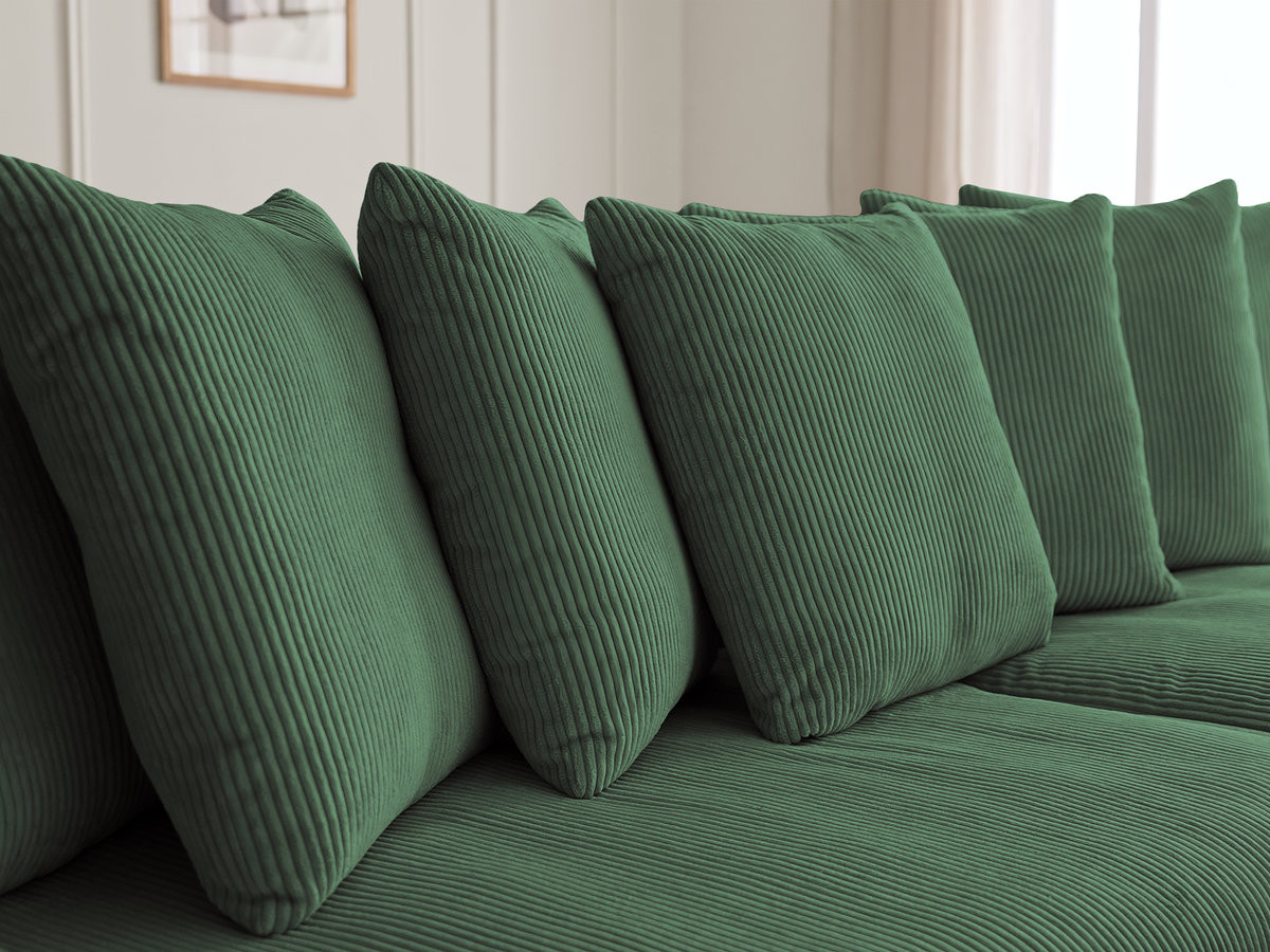 Bobochic Enore Ecksofa mit Pouf Cordsamt Dunkelgrün Ecke rechts